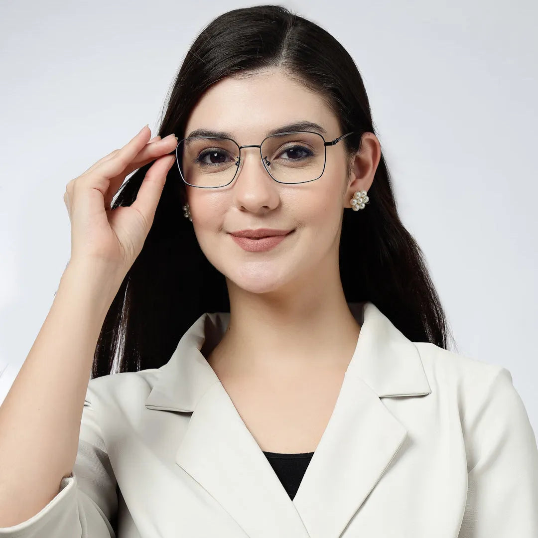 Fyrion | Black Medium Full Rim RECTANGLE Computer Glasses for Men & Women [Blue Block]
