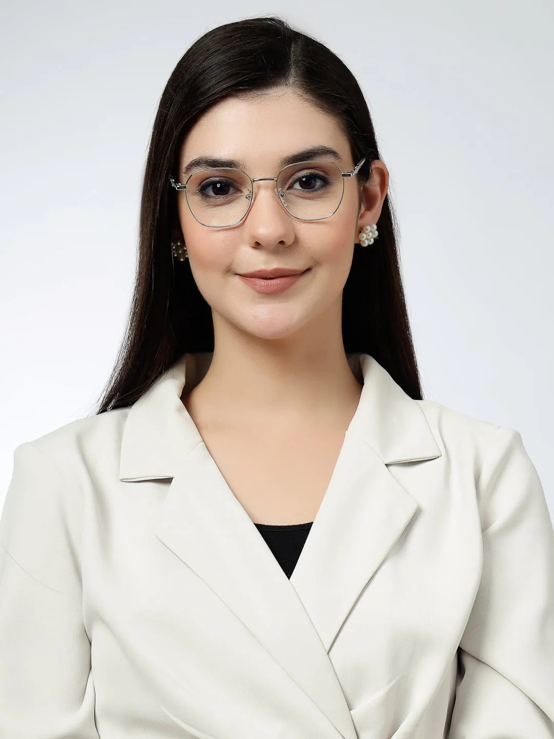 Frostis | Silver Small Full Rim Hexagonal Computer Glasses for Men & Women [Blue Block]