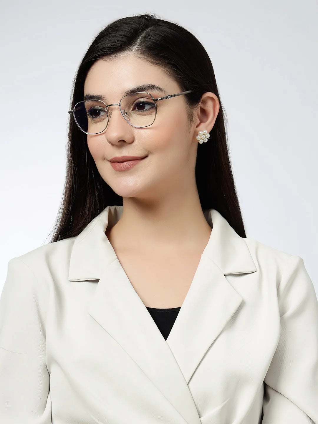 Frostis | Silver Small Full Rim Hexagonal Computer Glasses for Men & Women [Blue Block]