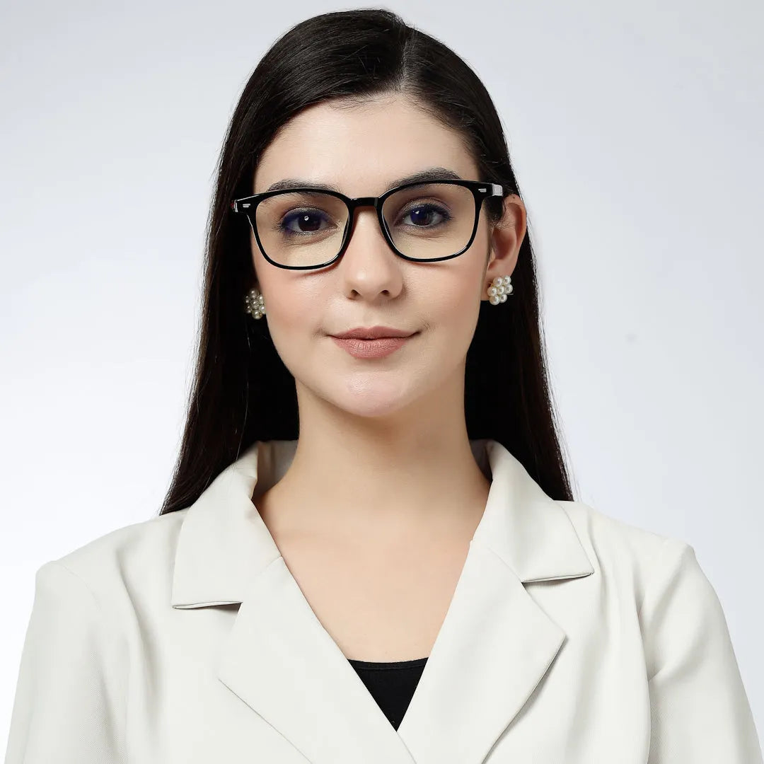 Vortara | Black Medium Full Rim Wayfarer Computer Glasses for Men & Women [Blue Block]