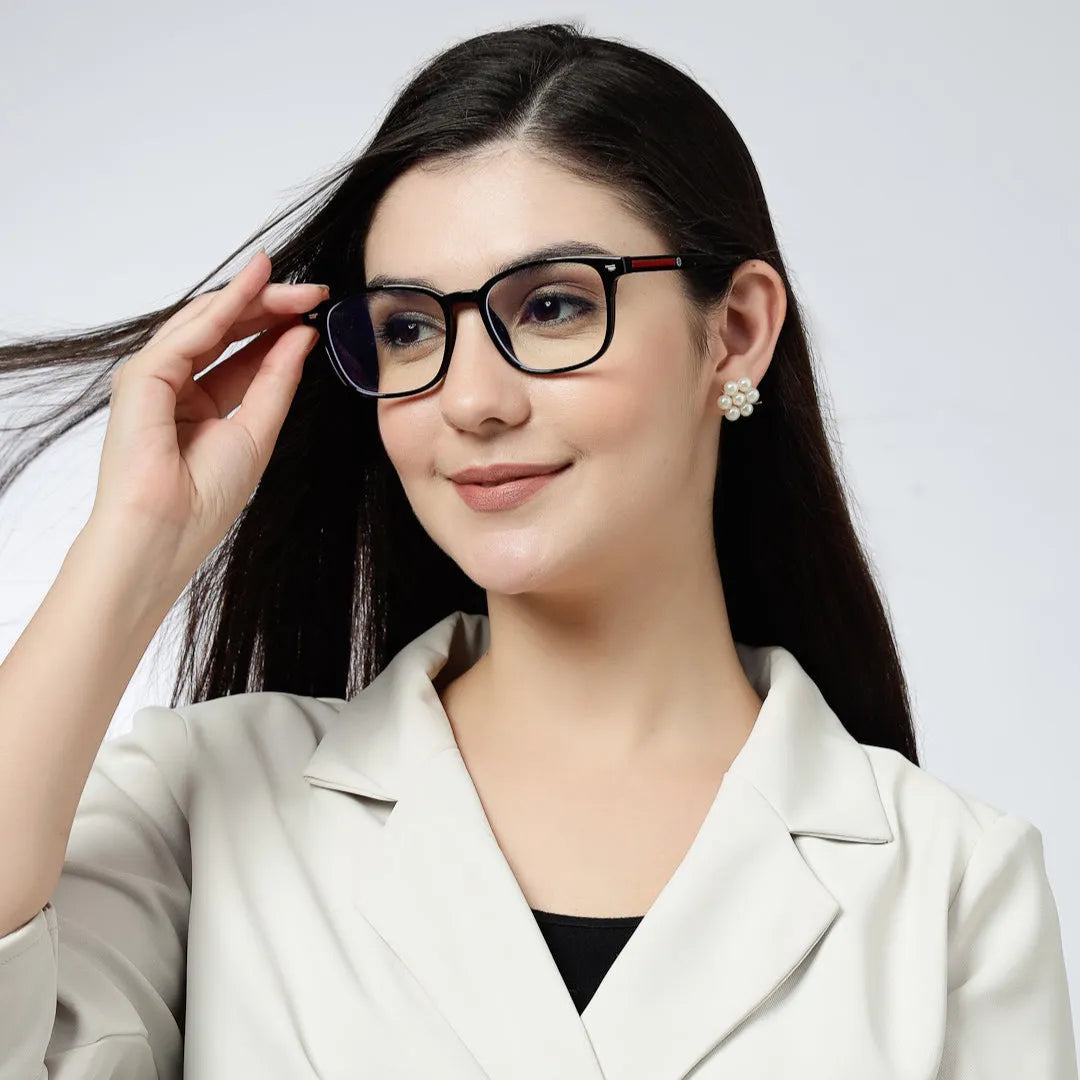 Vortara | Black Medium Full Rim Wayfarer Computer Glasses for Men & Women [Blue Block]