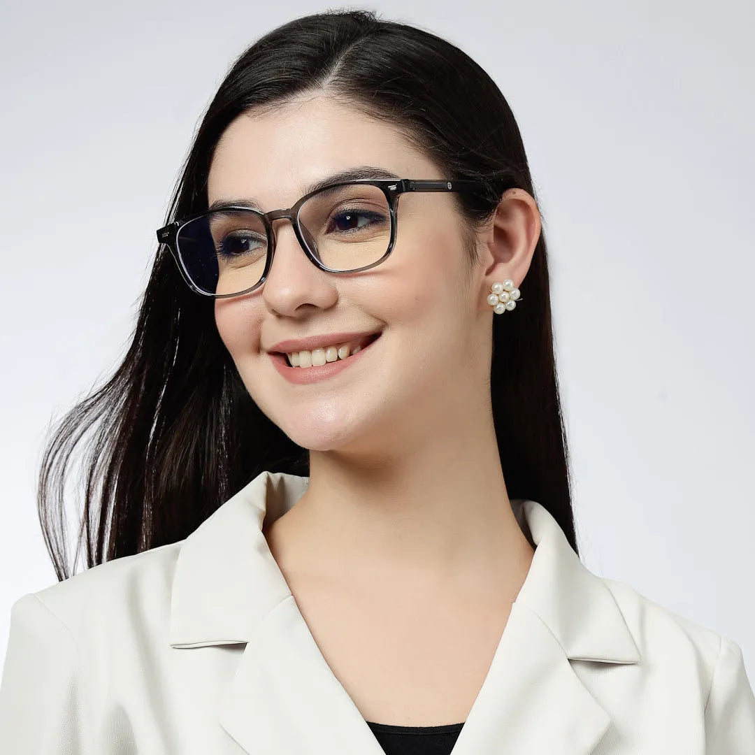 Vortara | Grey Medium Full Rim Wayfarer Computer Glasses for Men & Women [Blue Block]