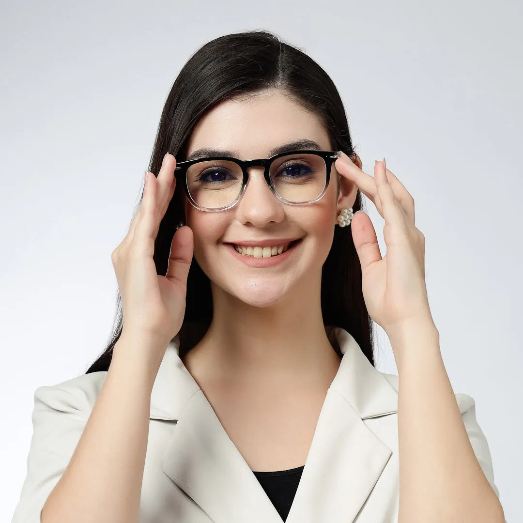 Rivena | Gradient Black Small Full Rim Square Computer Glasses for Men & Women [Blue Block]