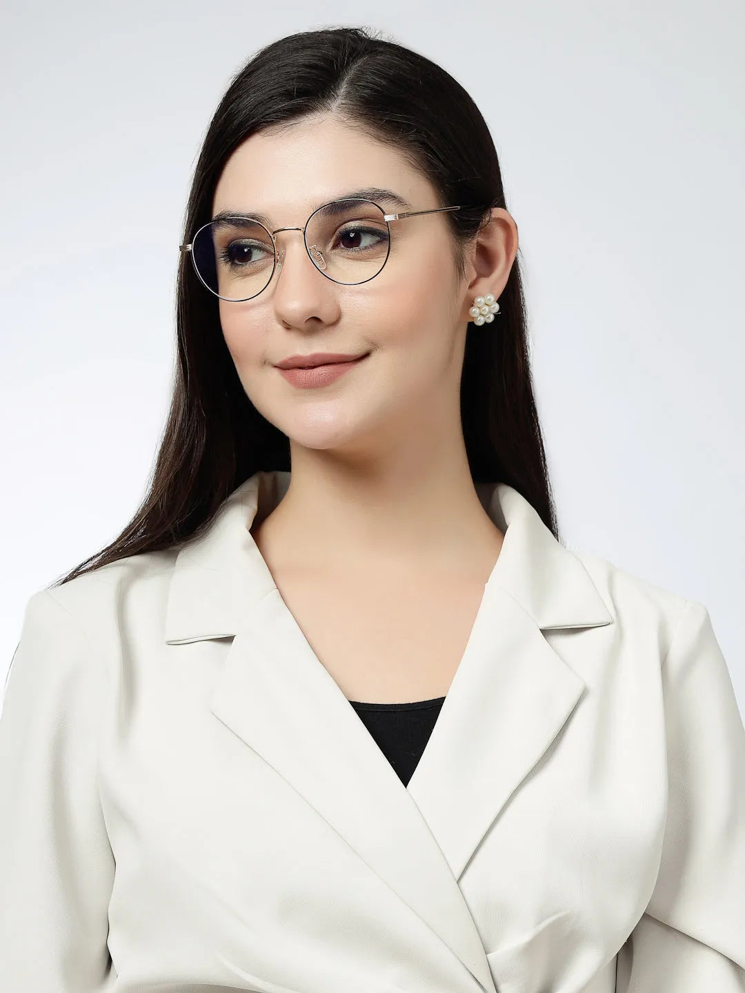 Galveris | Black & Gold Small Full Rim Round Computer Glasses for Men & Women [Blue Block]