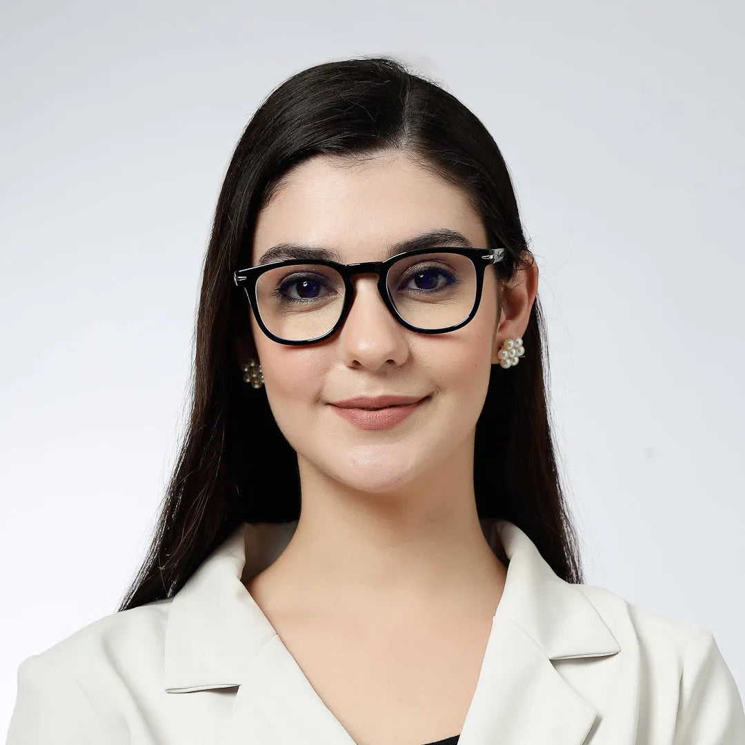 Rivena | Black Small Full Rim Square Computer Glasses for Men & Women [Blue Block]