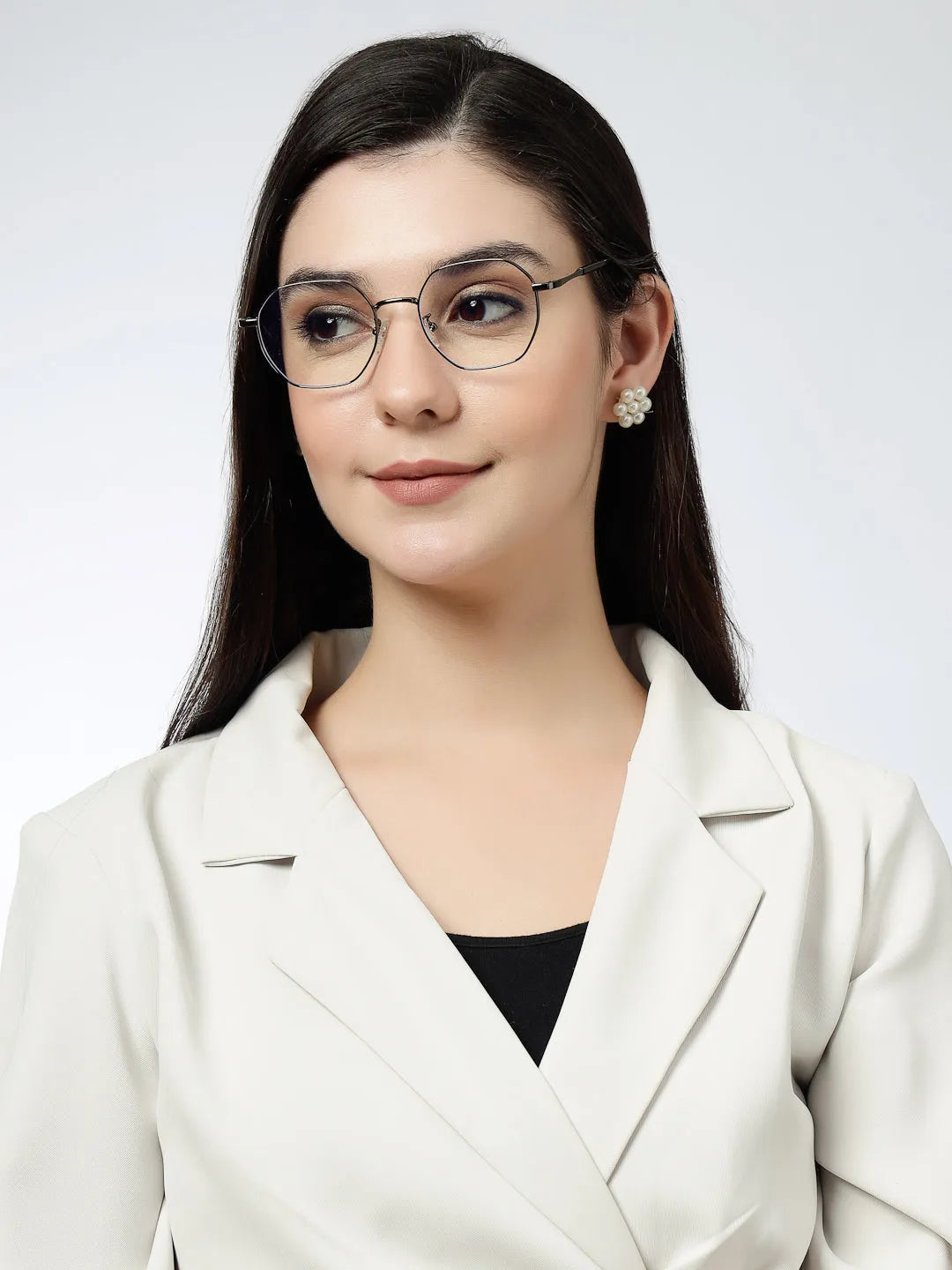 Dravon | Grey Medium Full Rim Hexagonal Computer Glasses for Men & Women [Blue Block]