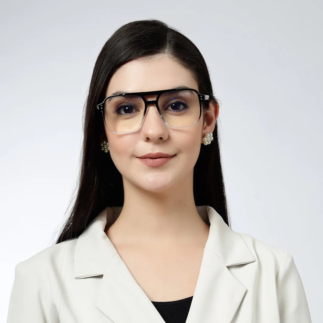Lumnos | Gradient Black Medium Full Rim Square Computer Glasses for Men & Women [Blue Block]