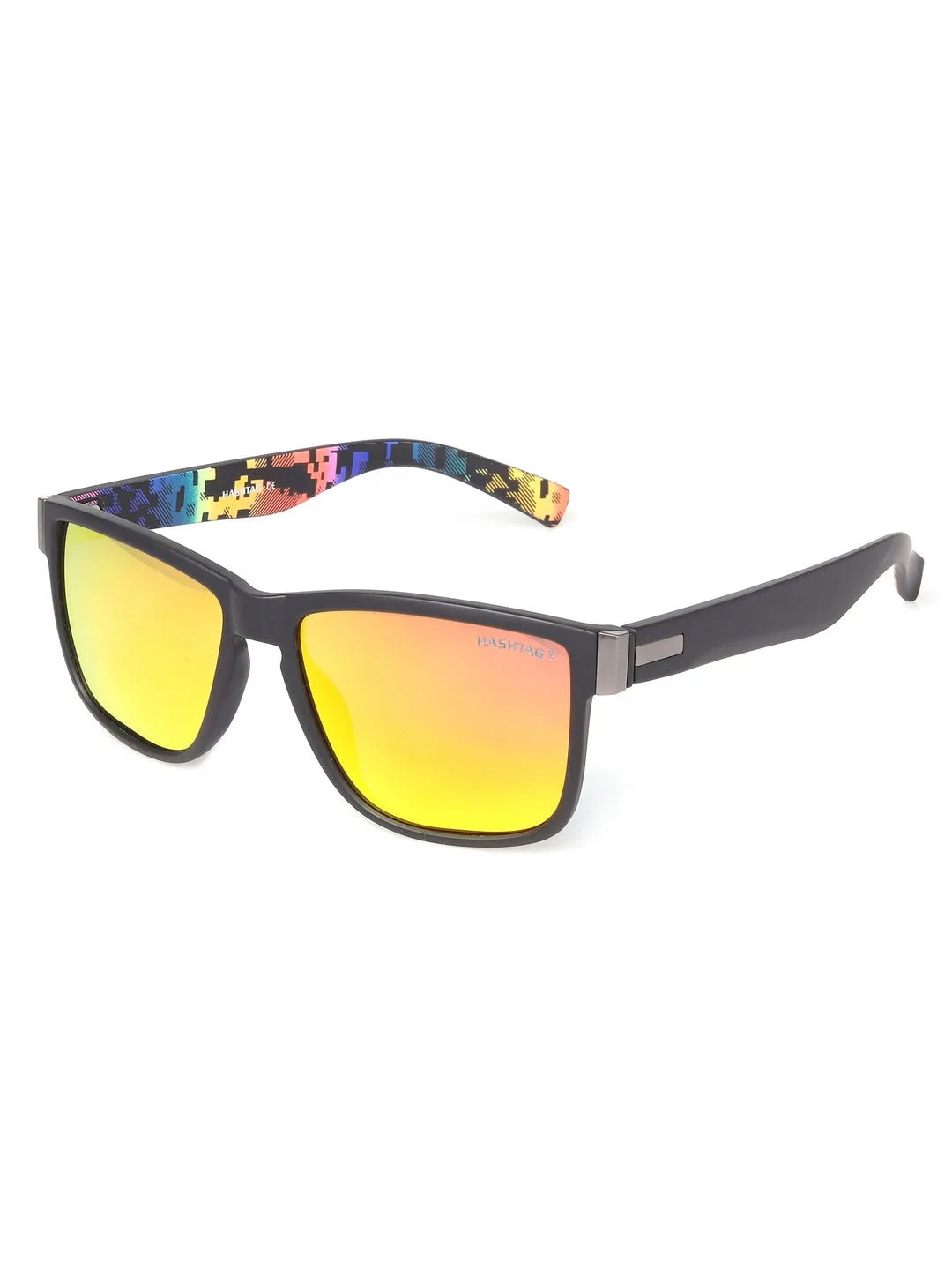 Pyronis | Black & Red Small Full Rim Square Sunglasses for Men [Polarized]