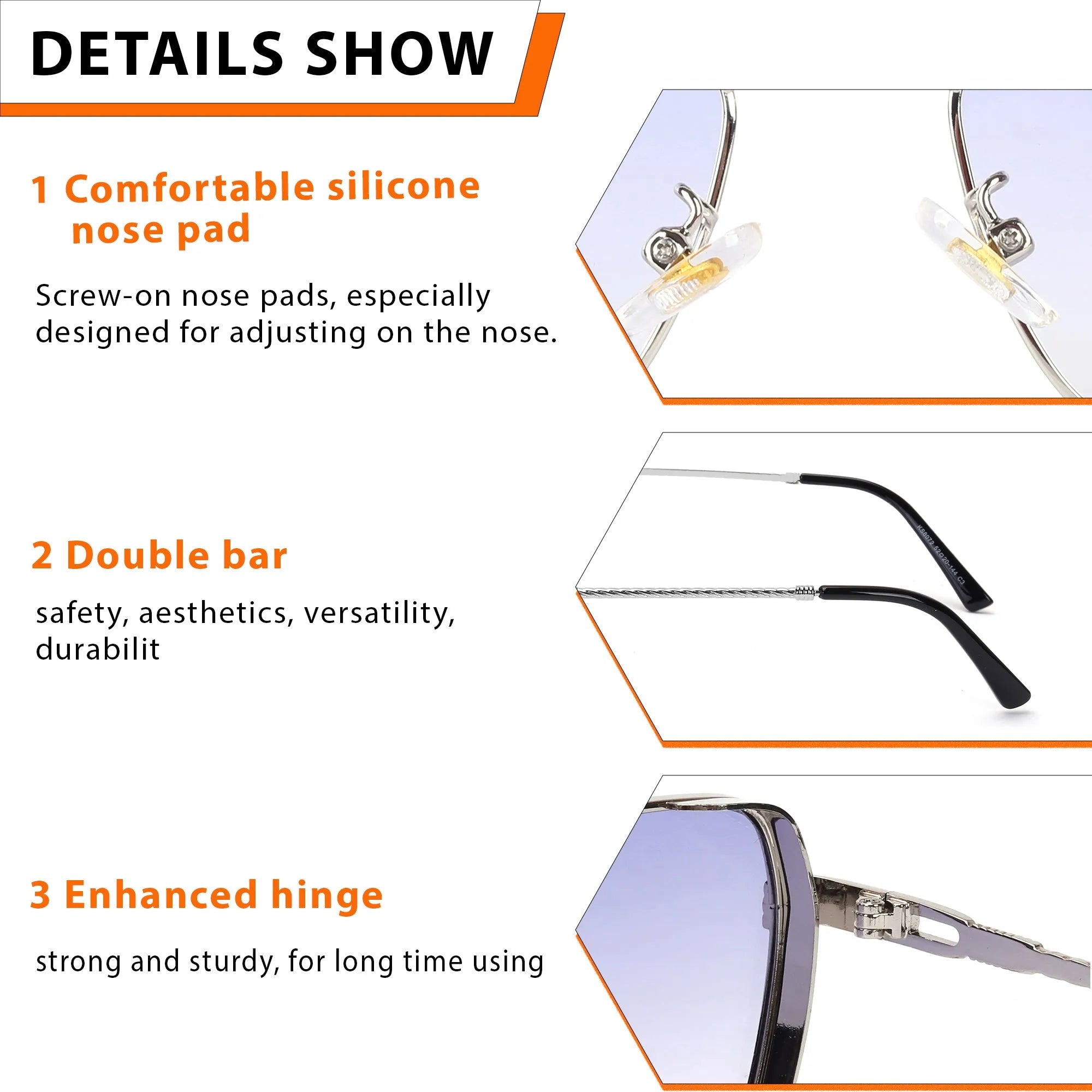 Nyxora | Silver Medium Full Rim Rectangle Sunglasses for Men & Women [UV-protected]