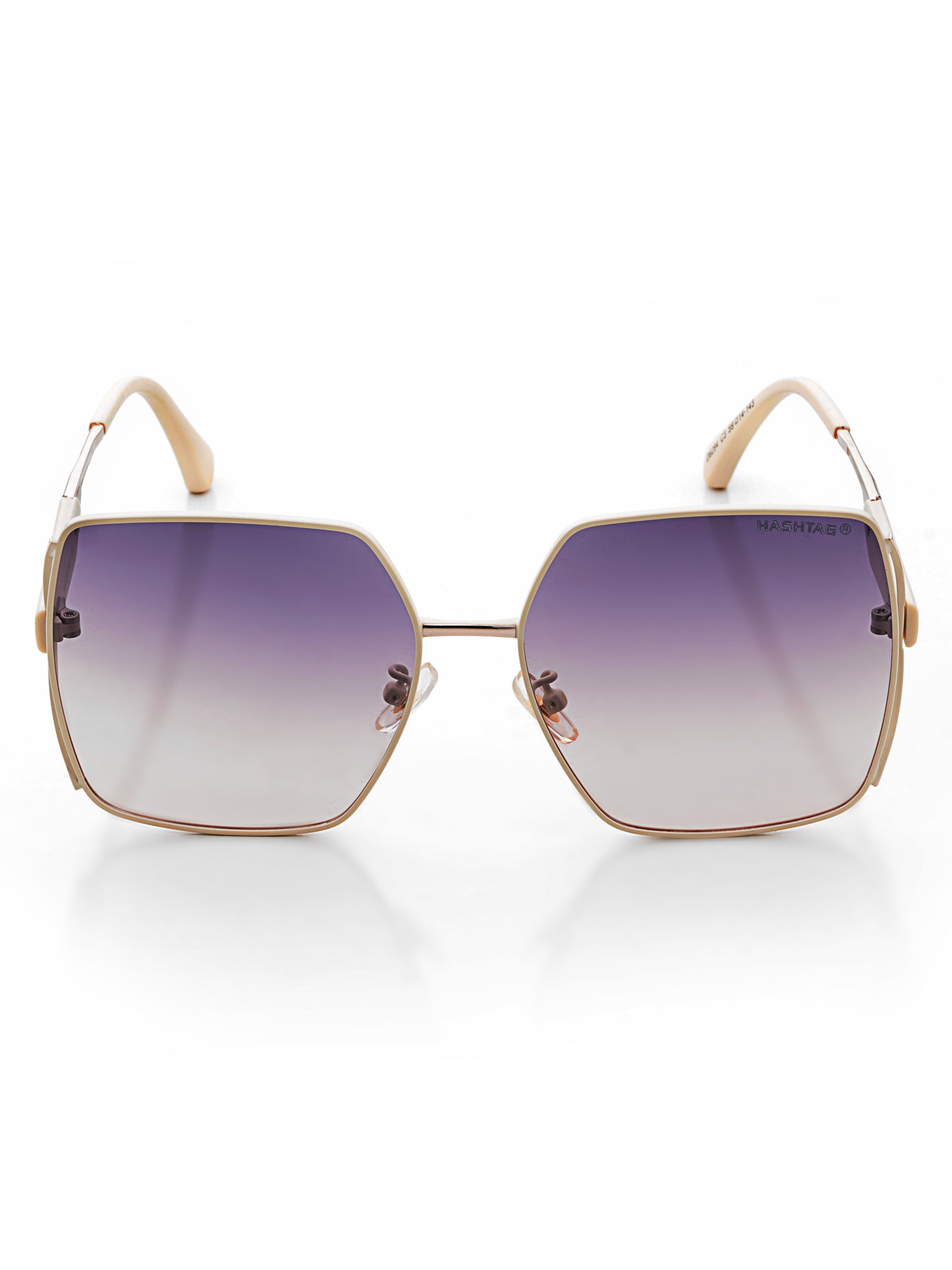 D-DIVA | Gradient Black & Brown Large Half Rim Square Sunglasses for Women [Polarized]