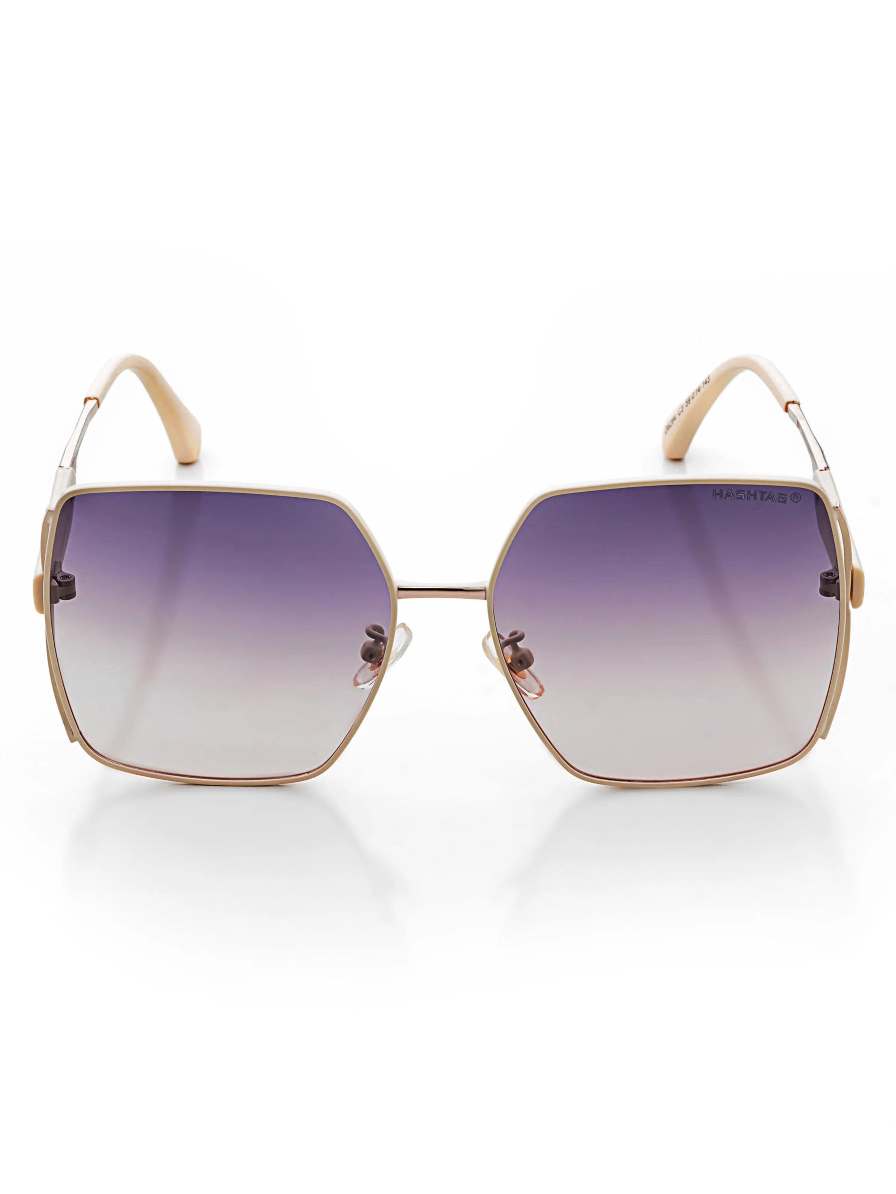 D-DIVA | Gradient Black & Brown Large Full Rim Square Sunglasses for Women [Polarized]