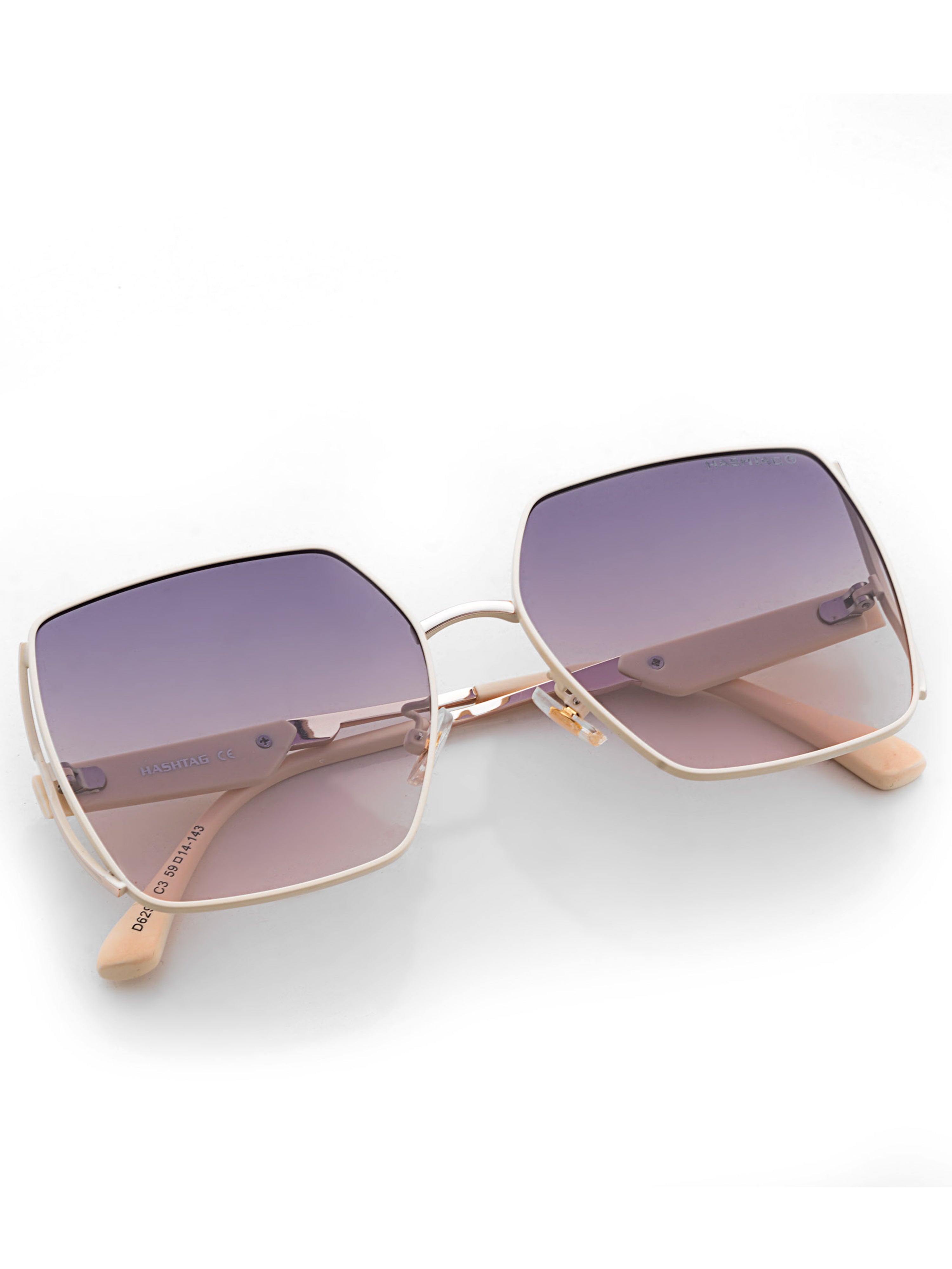 D-DIVA | Gradient Black & Brown Large Half Rim Square Sunglasses for Women [Polarized]