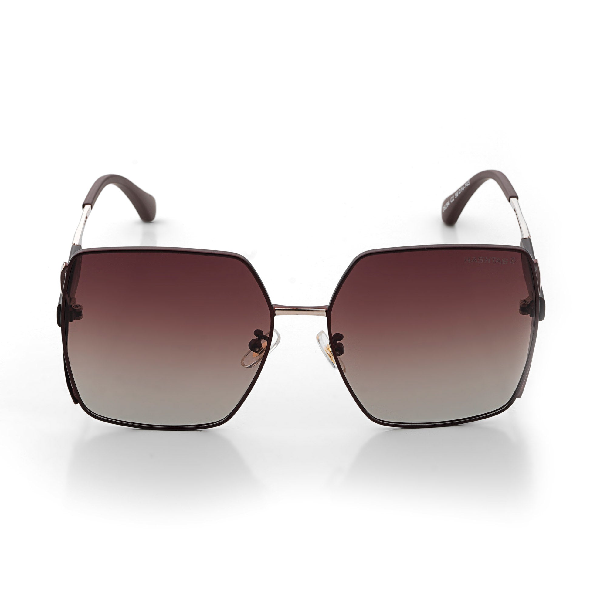 D-DIVA | Gradient Brown Large Half Rim Square Sunglasses for Women [Polarized]
