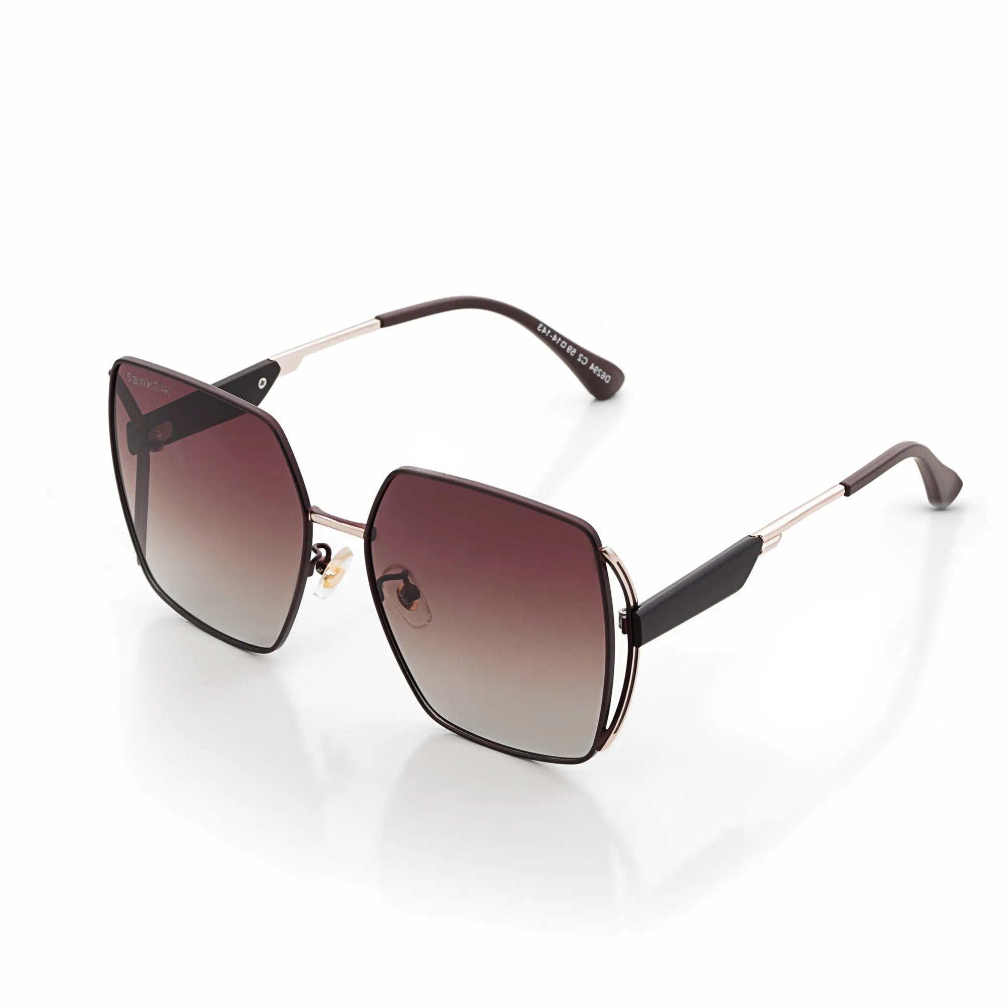 D-DIVA | Gradient Brown Large Full Rim Square Sunglasses for Women [Polarized]