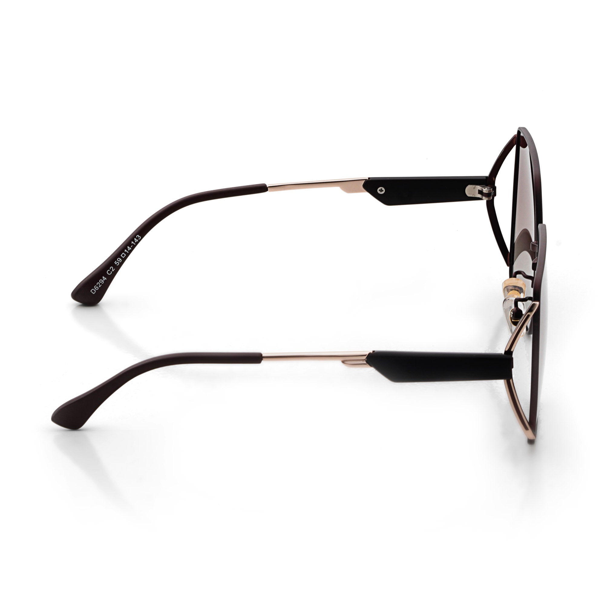 D-DIVA | Gradient Brown Large Half Rim Square Sunglasses for Women [Polarized]