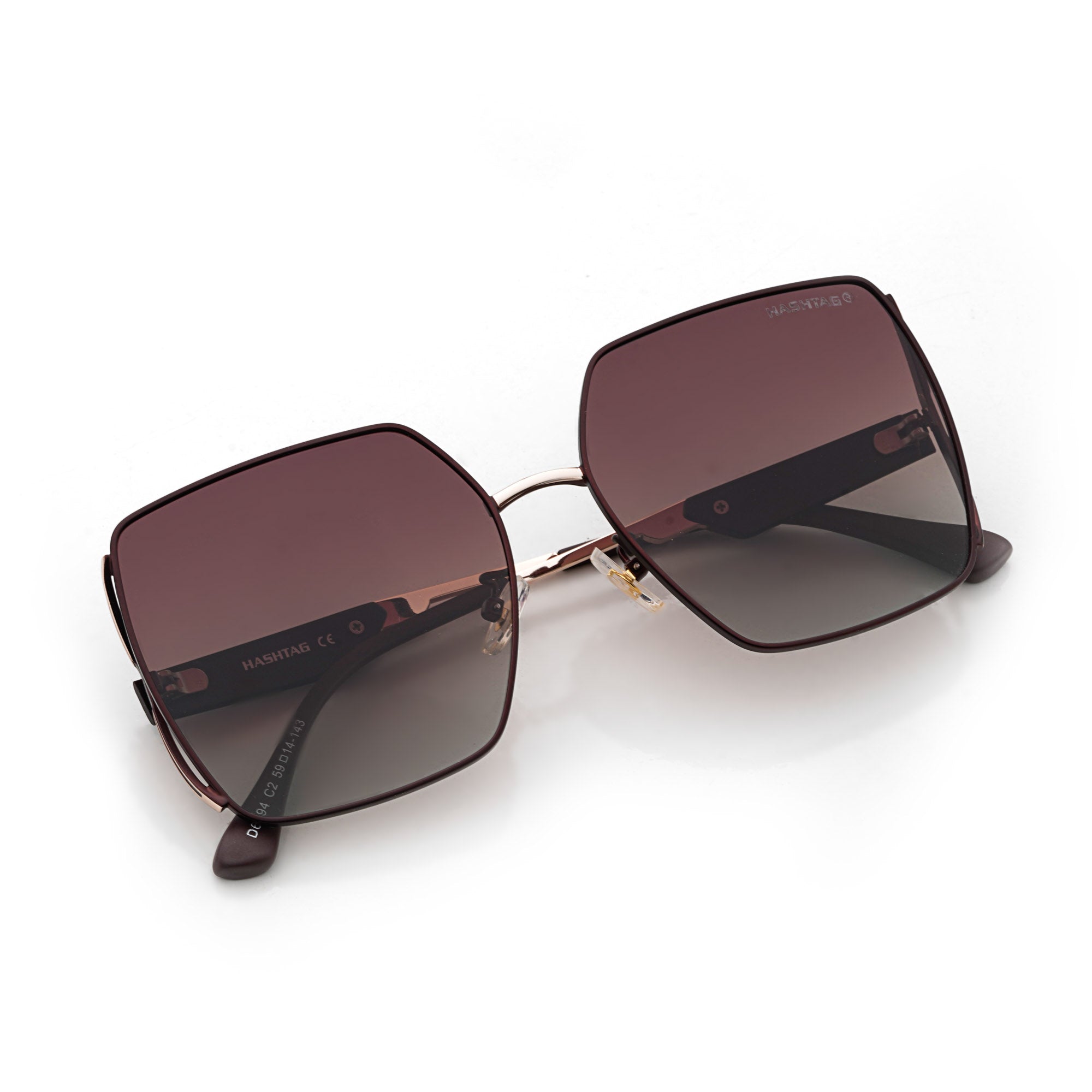 D-DIVA | Gradient Brown Large Half Rim Square Sunglasses for Women [Polarized]