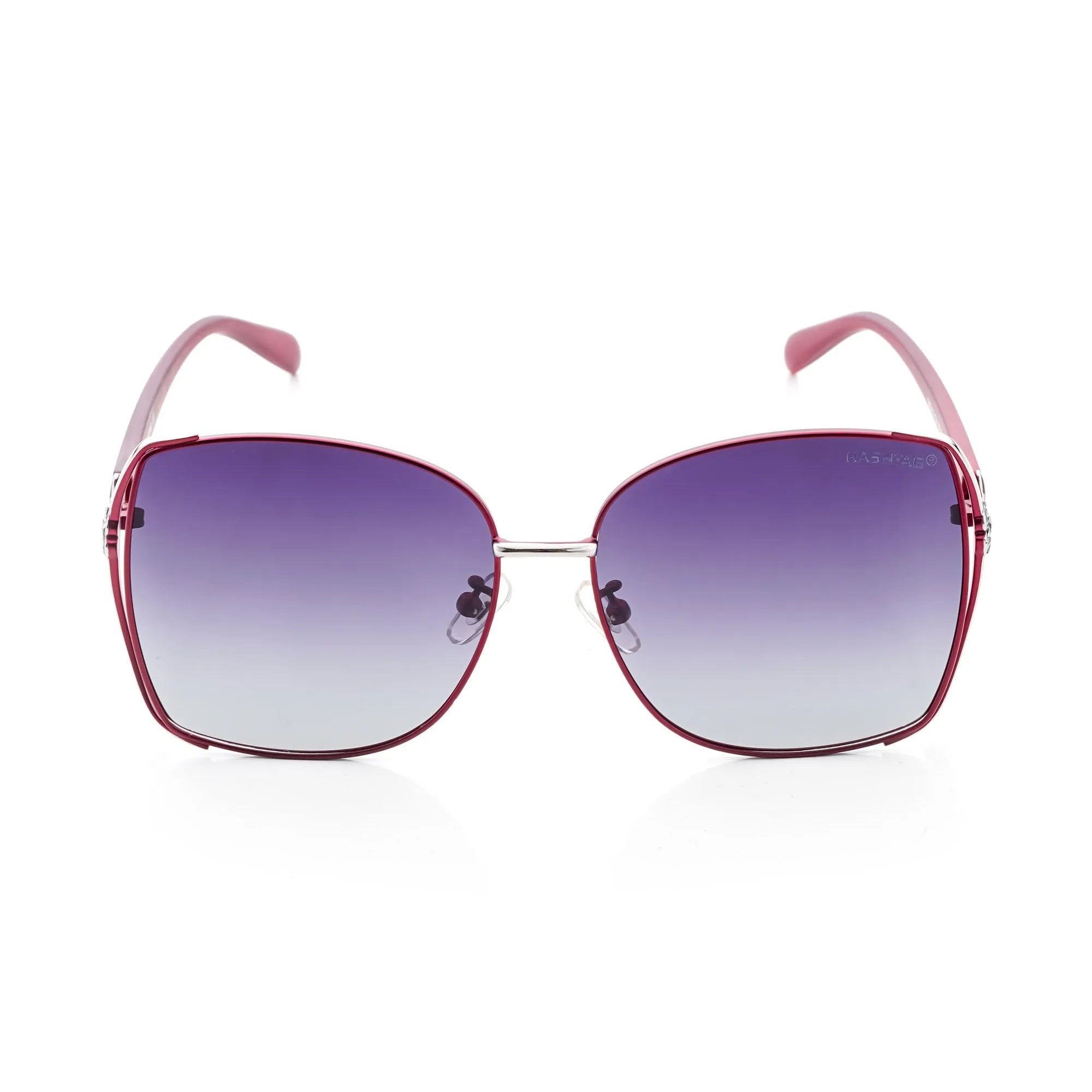 HEARTS | Red & Silver Large Full Rim Square Sunglasses for Women [Polarized]
