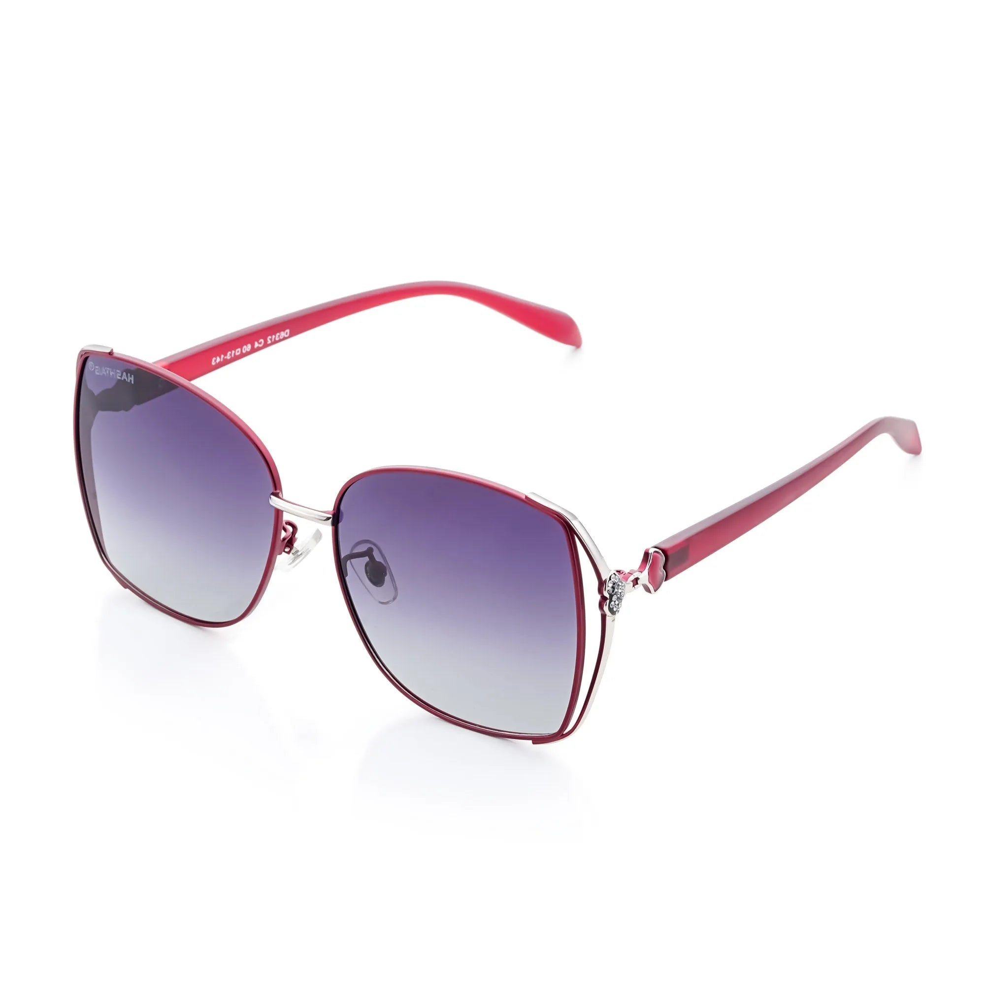 HEARTS | Red & Silver Large Full Rim Square Sunglasses for Women [Polarized]