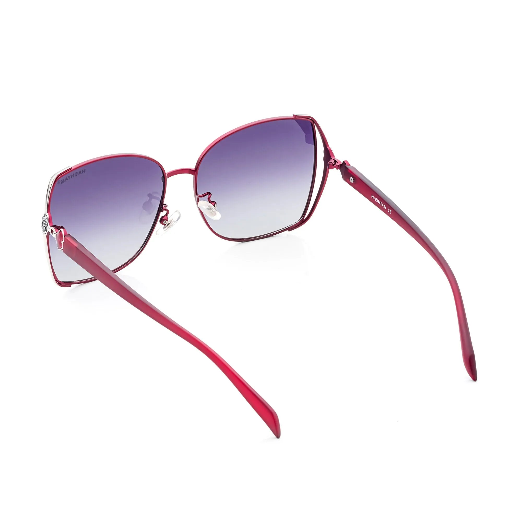 HEARTS | Red & Silver Large Full Rim Square Sunglasses for Women [Polarized]