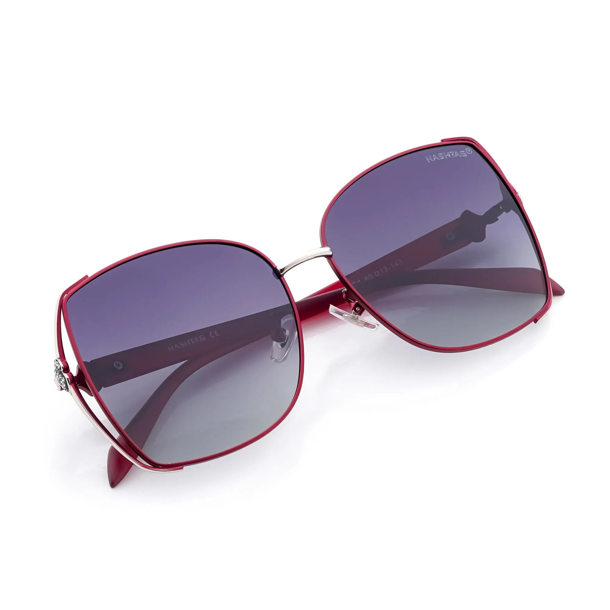 HEARTS | Red & Silver Large Full Rim Square Sunglasses for Women [Polarized]