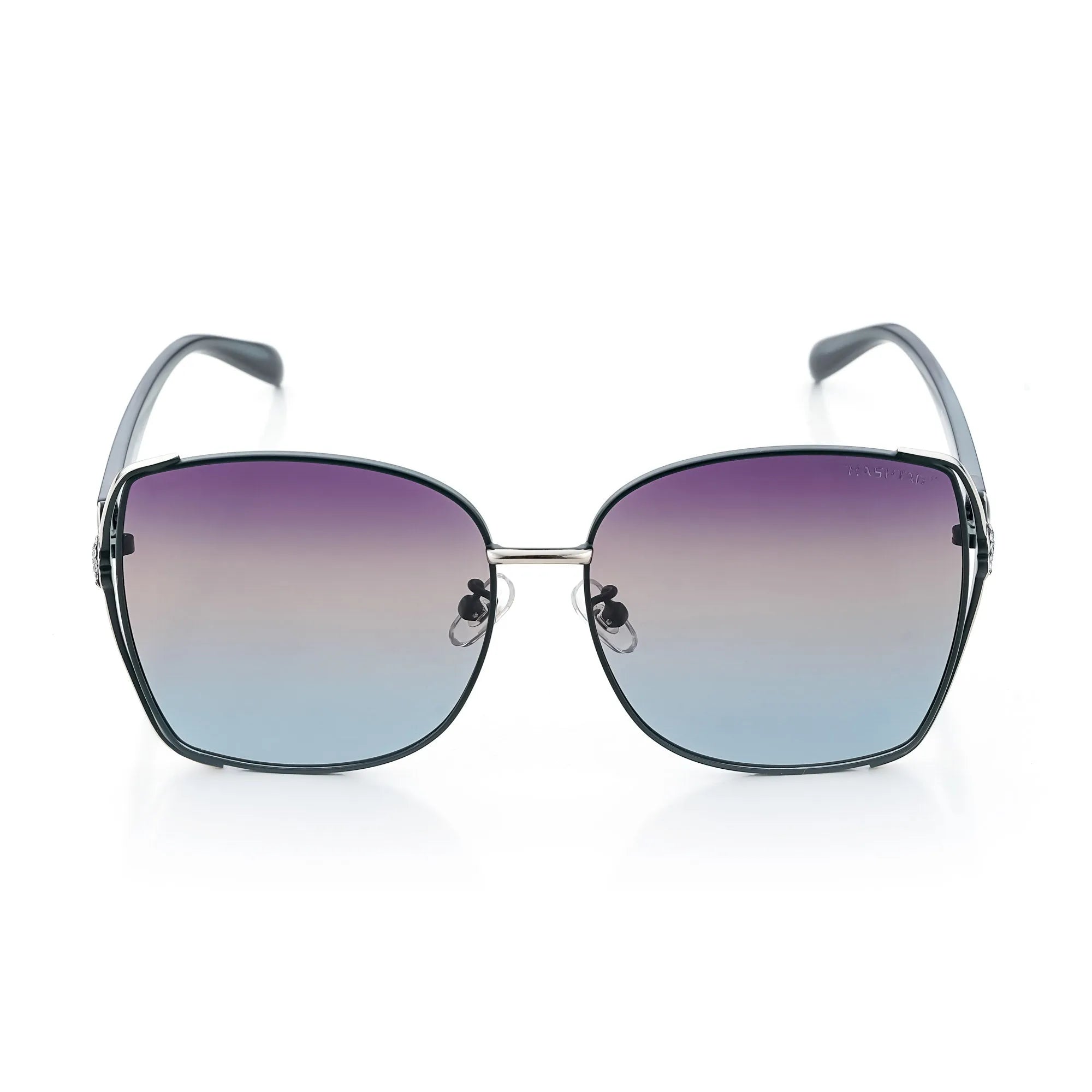 HEARTS | Green & Silver Large Full Rim Square Sunglasses for Women [Polarized]