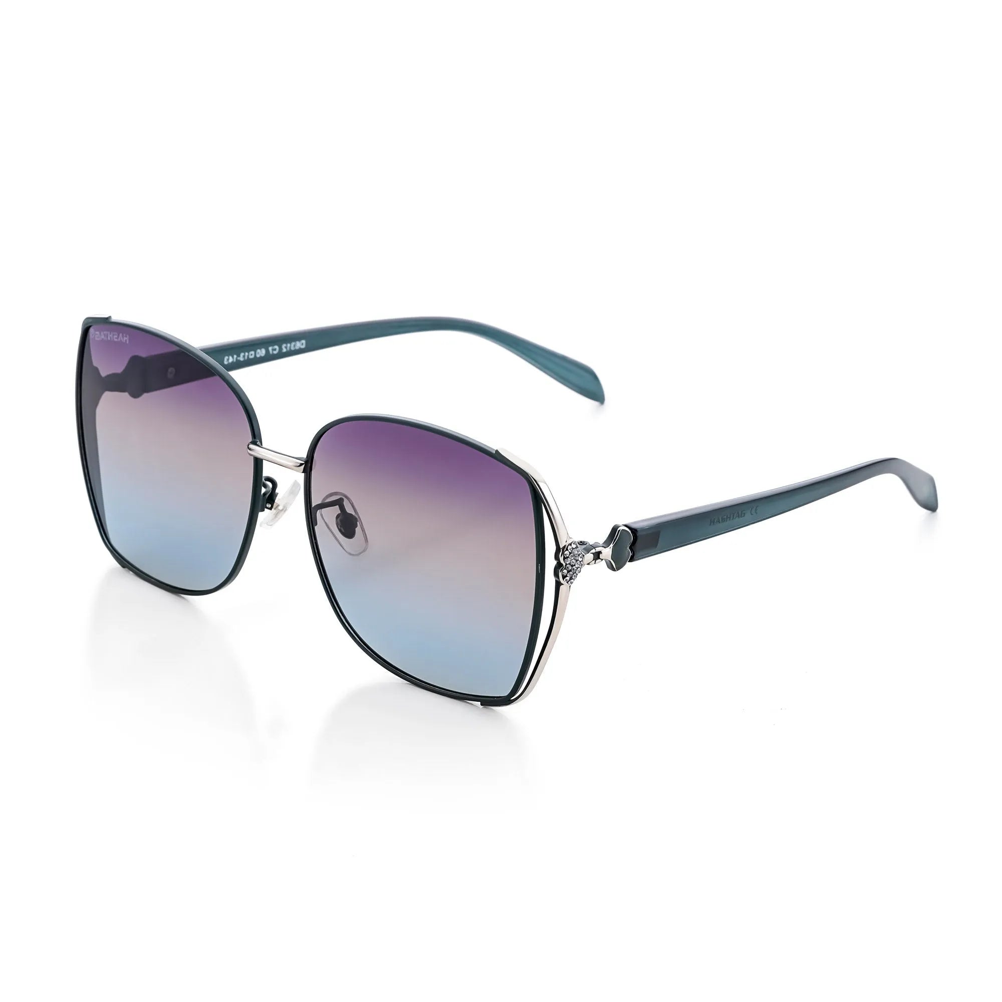 HEARTS | Green & Silver Large Full Rim Square Sunglasses for Women [Polarized]