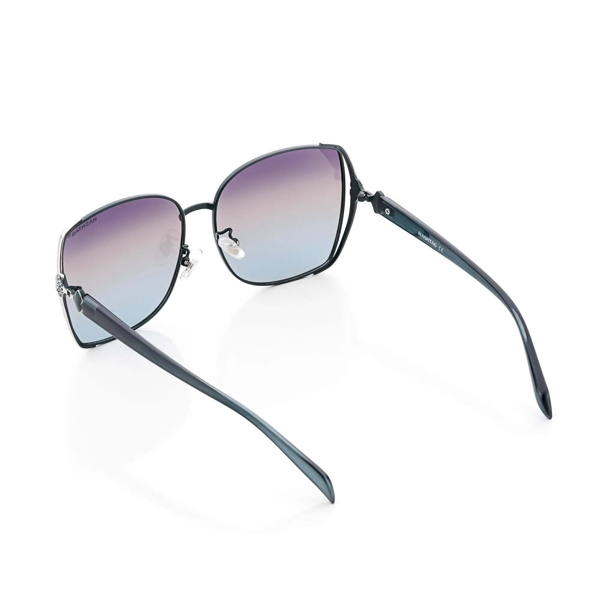 HEARTS | Green & Silver Large Full Rim Square Sunglasses for Women [Polarized]