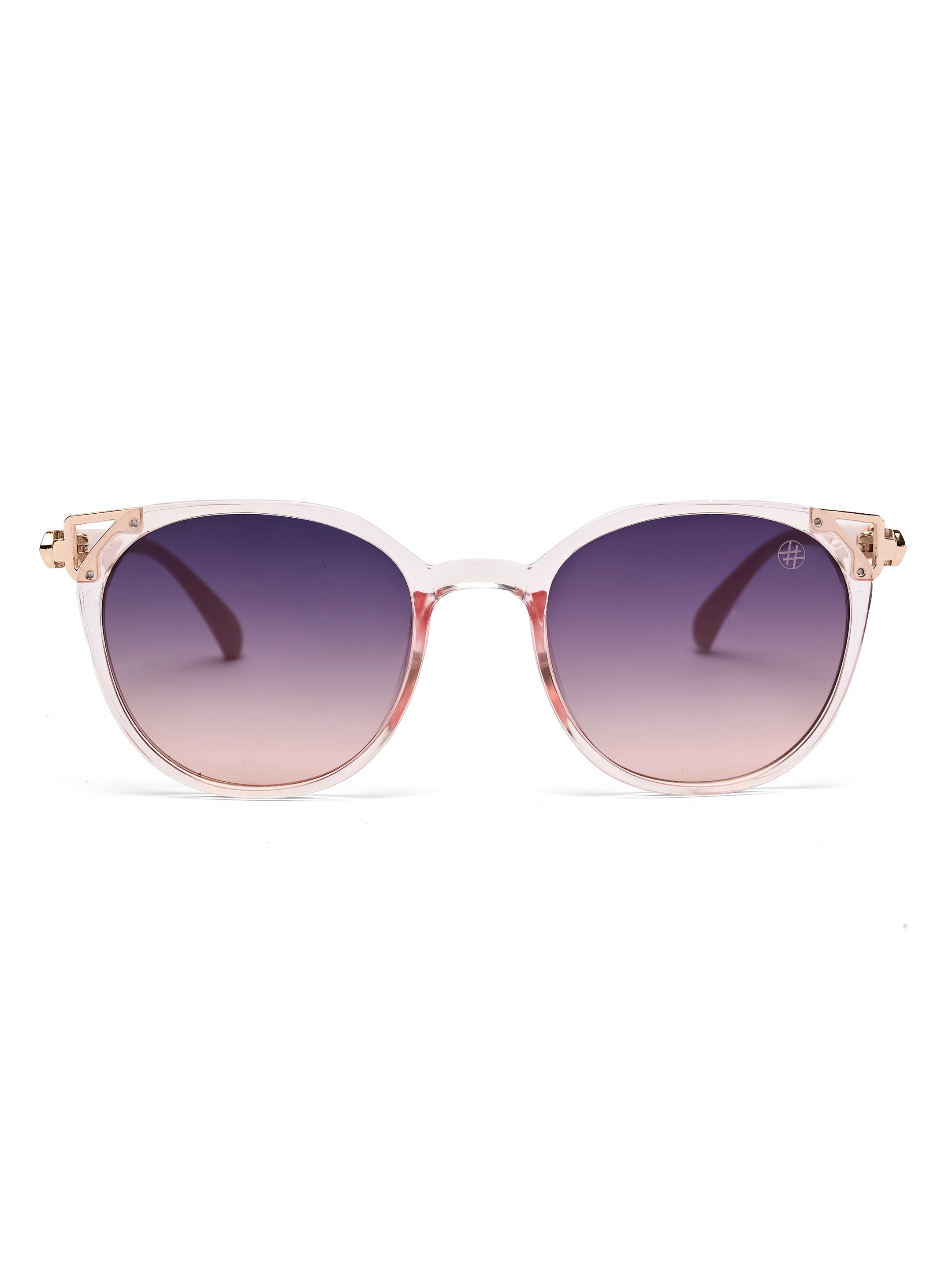 Vortex | Transparent Pink Medium Full Rim Round Sunglasses for Women [UV-protected]