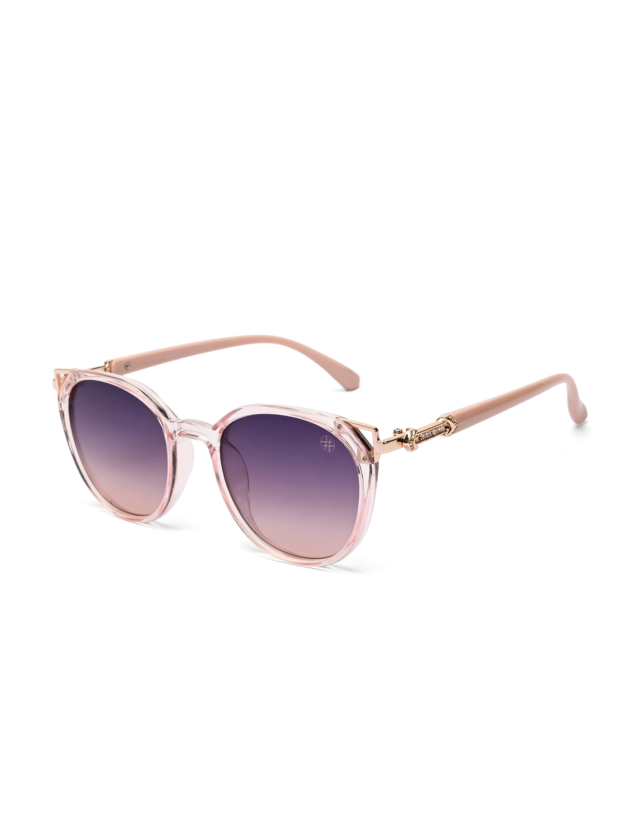Vortex | Transparent Pink Medium Full Rim Round Sunglasses for Women [UV-protected]