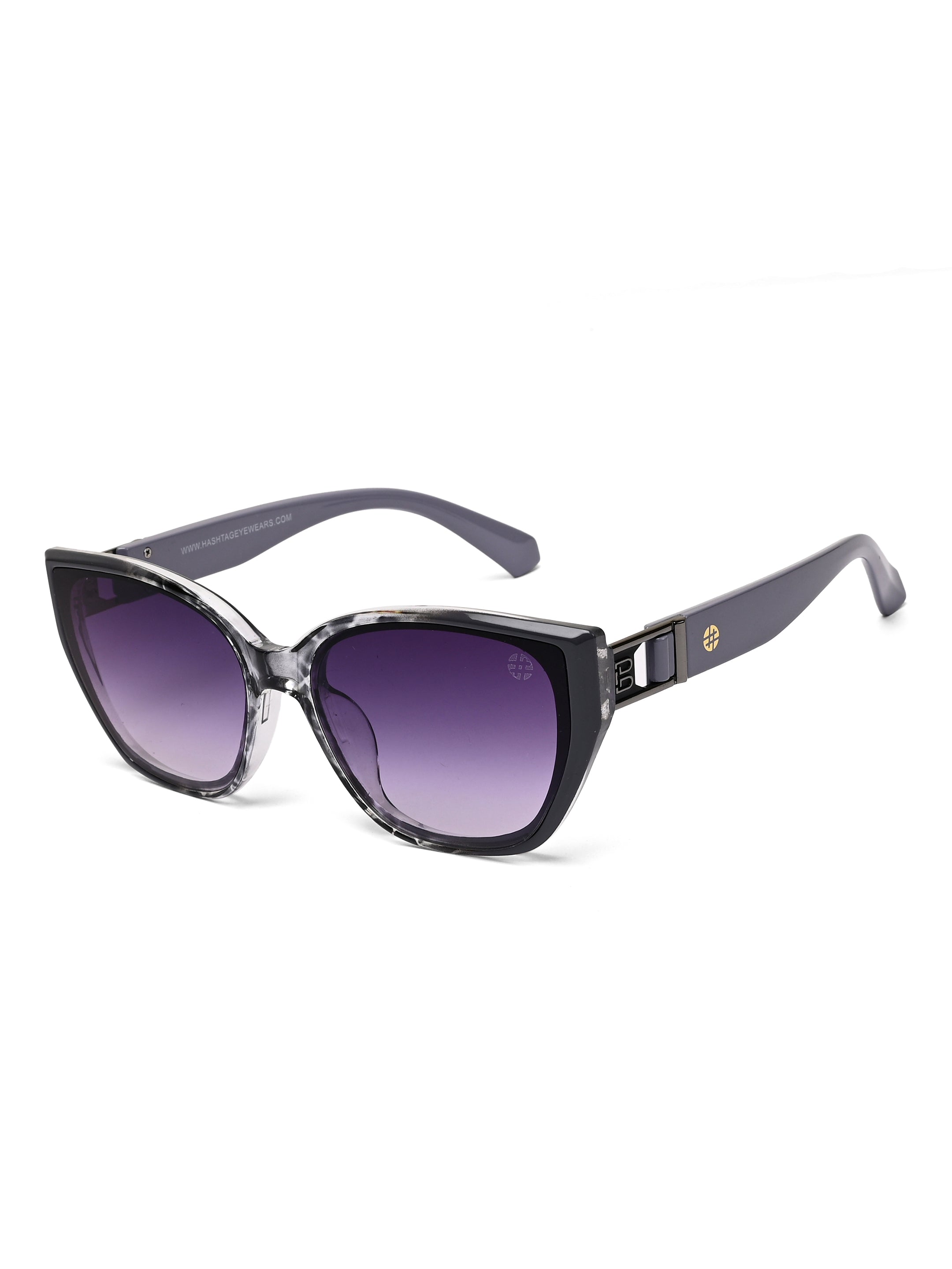 Fynix | Black Grey Texture Medium Full Rim Cateye Sunglasses for Women [UV-protected]