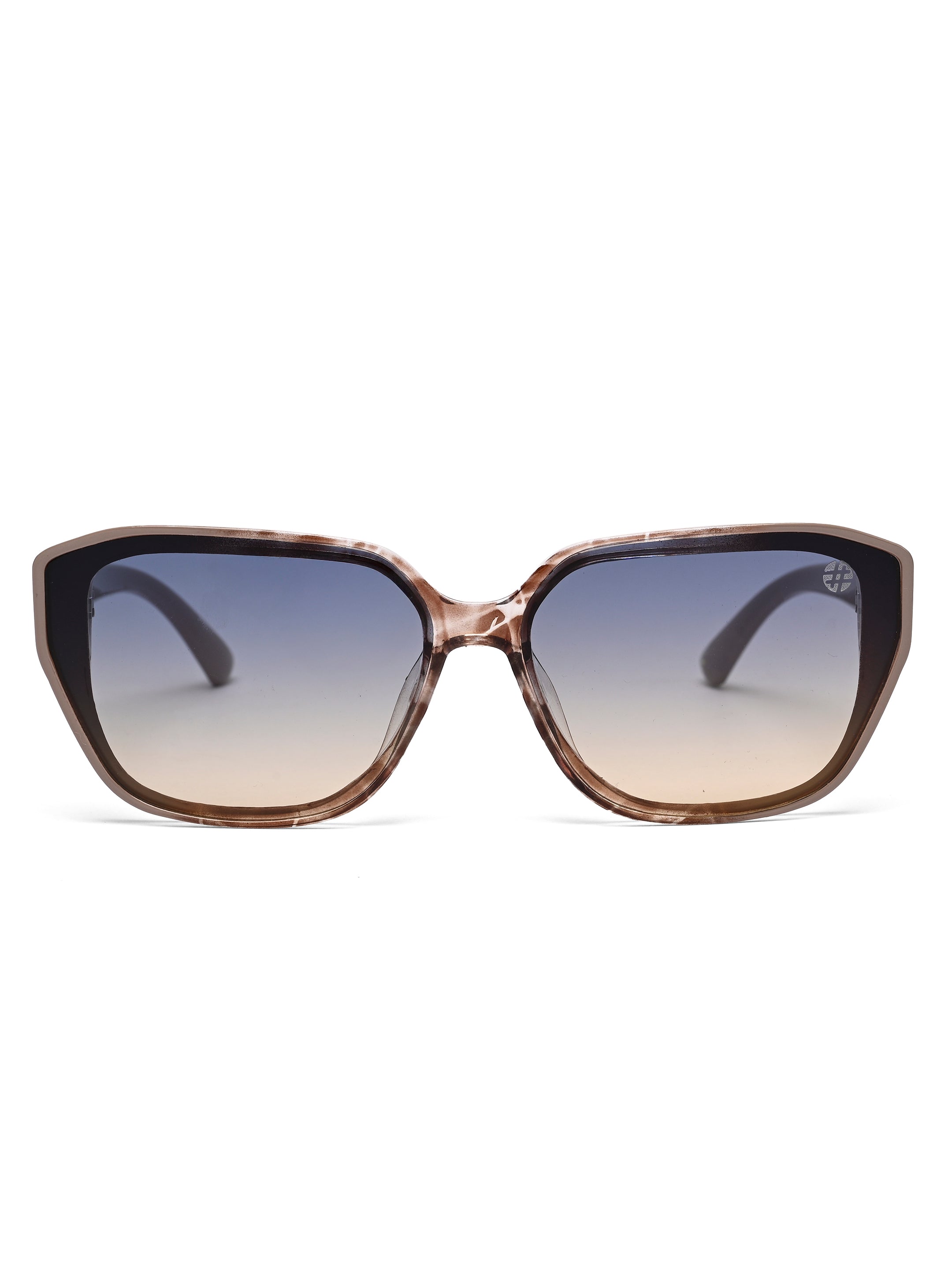 Ilora | Brown Texture Medium Full Rim Hexagonal Sunglasses for Women [UV-protected]