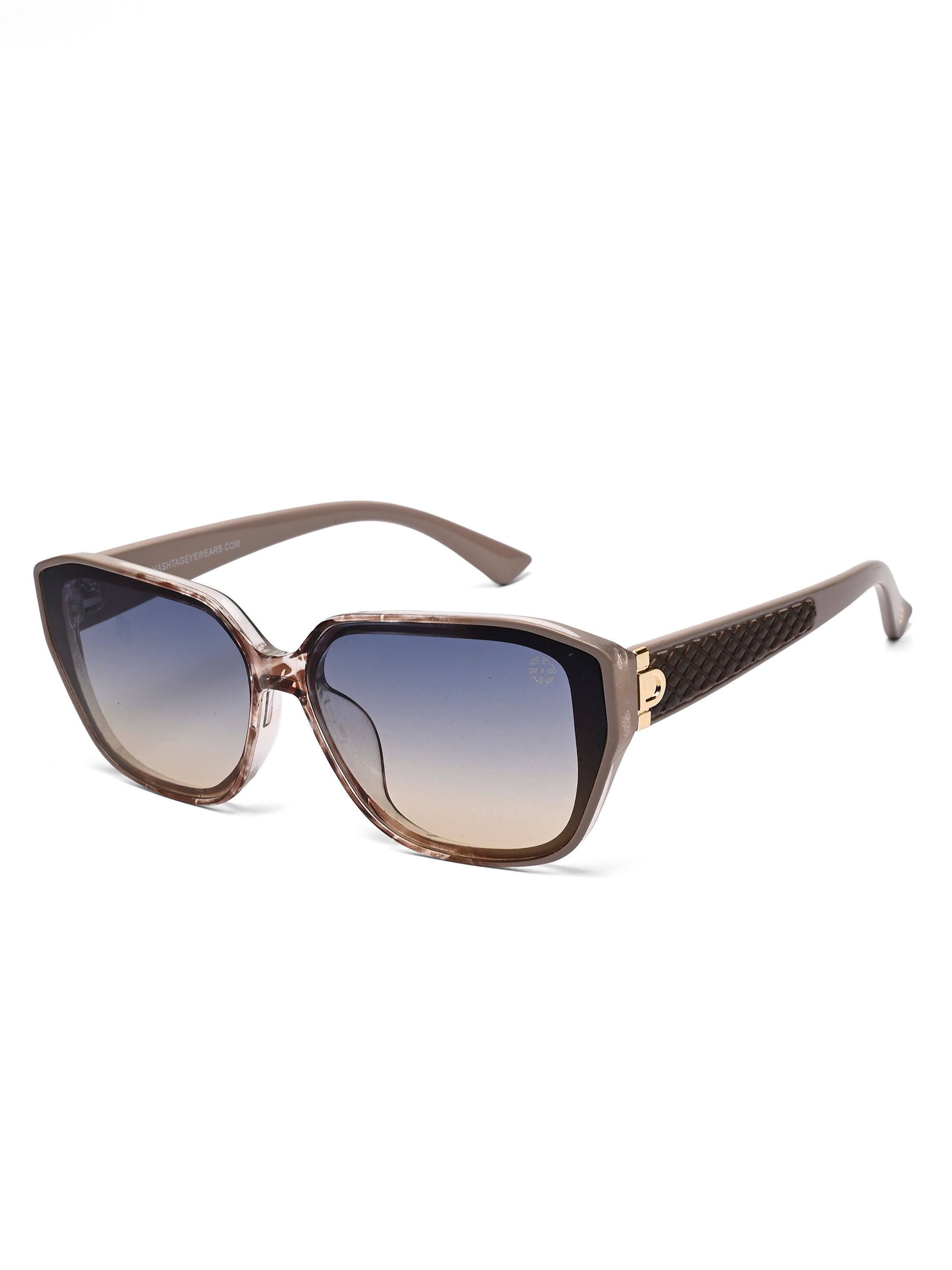 Ilora | Brown Texture Medium Full Rim Hexagonal Sunglasses for Women [UV-protected]