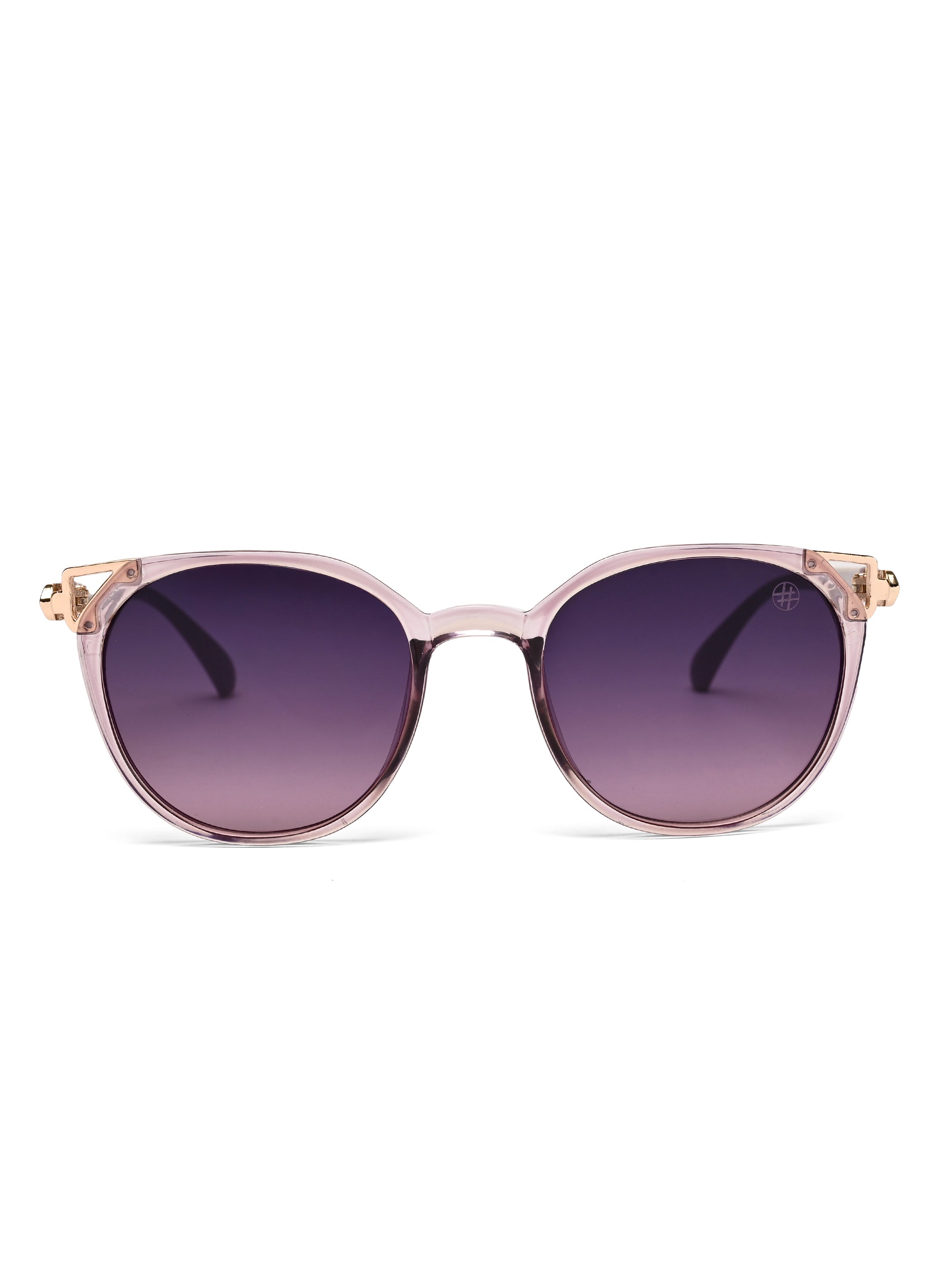 Vortex | Transparent Purple Medium Full Rim Round Sunglasses for Women [UV-protected]