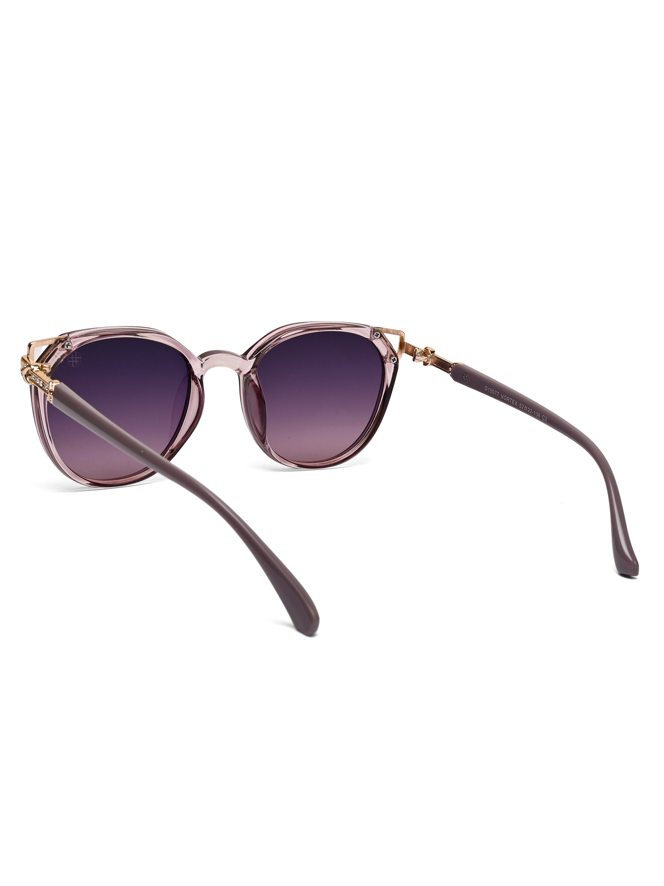 Vortex | Transparent Purple Medium Full Rim Round Sunglasses for Women [UV-protected]