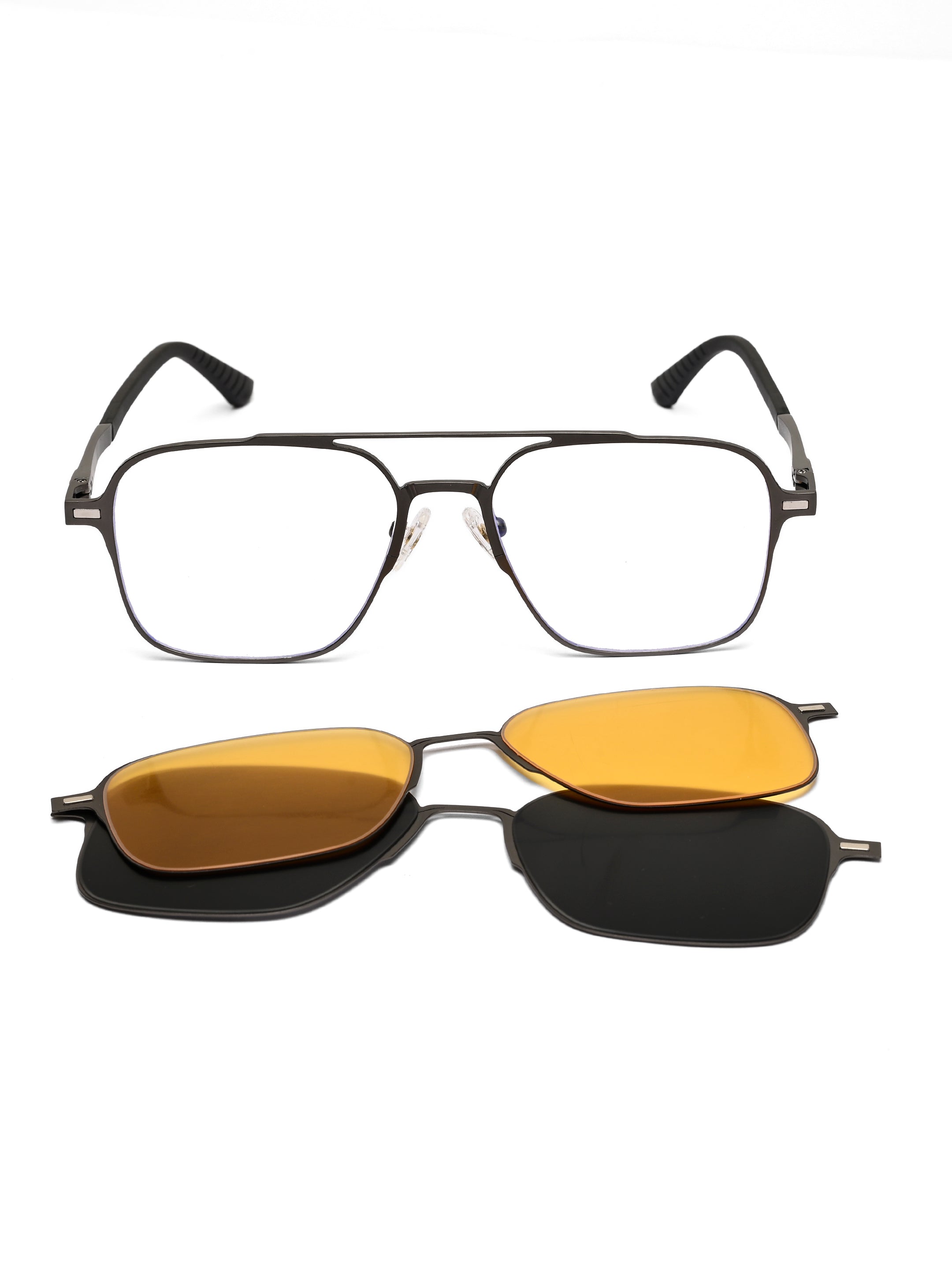 Baelora | Transparent Large Full Rim RECTANGLE Clip-on for Men & Women [UV-protected]