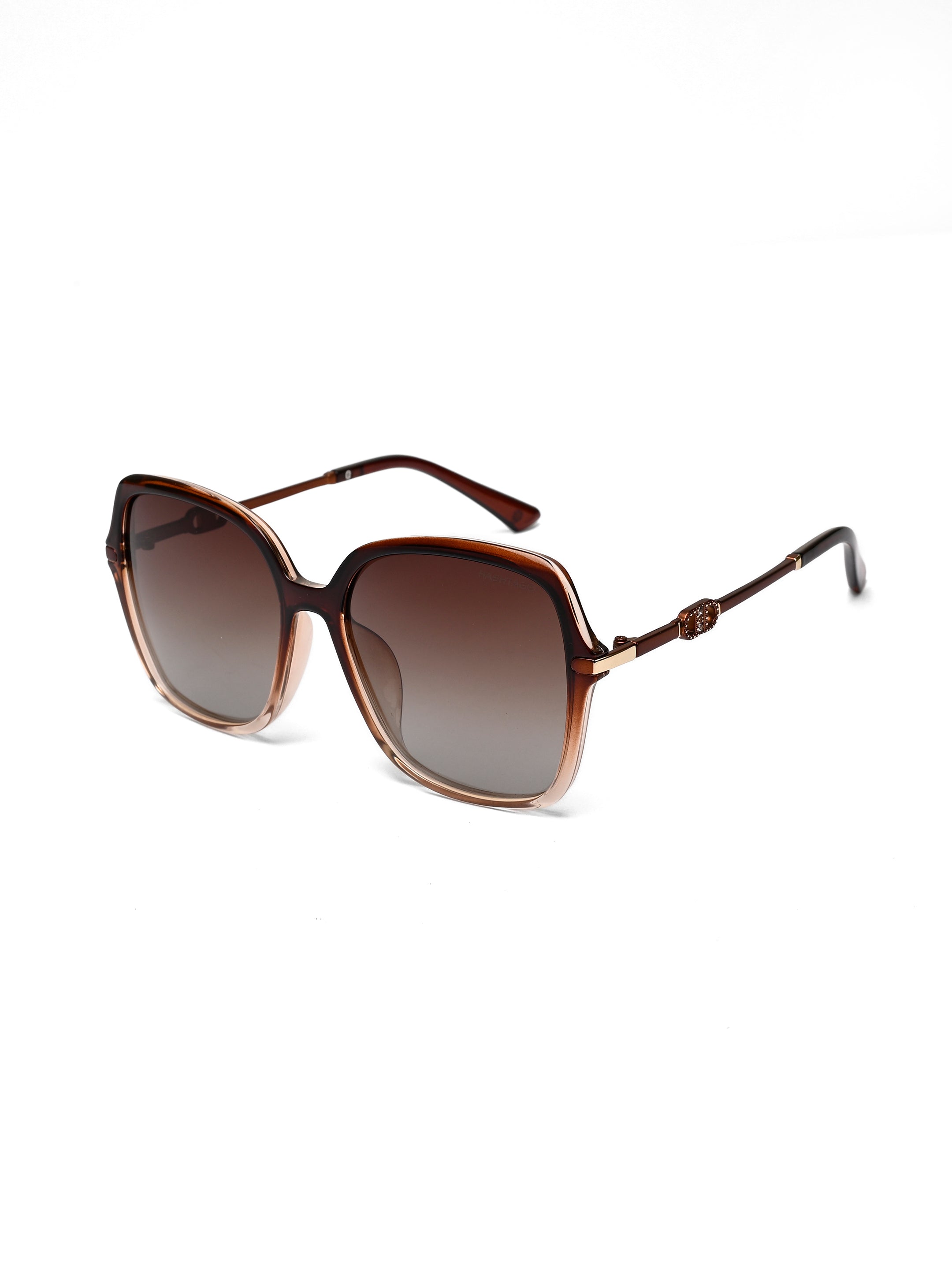Eclipta | Gradient Brown Large Full Rim RECTANGLE Sunglasses for Women [Polarized]