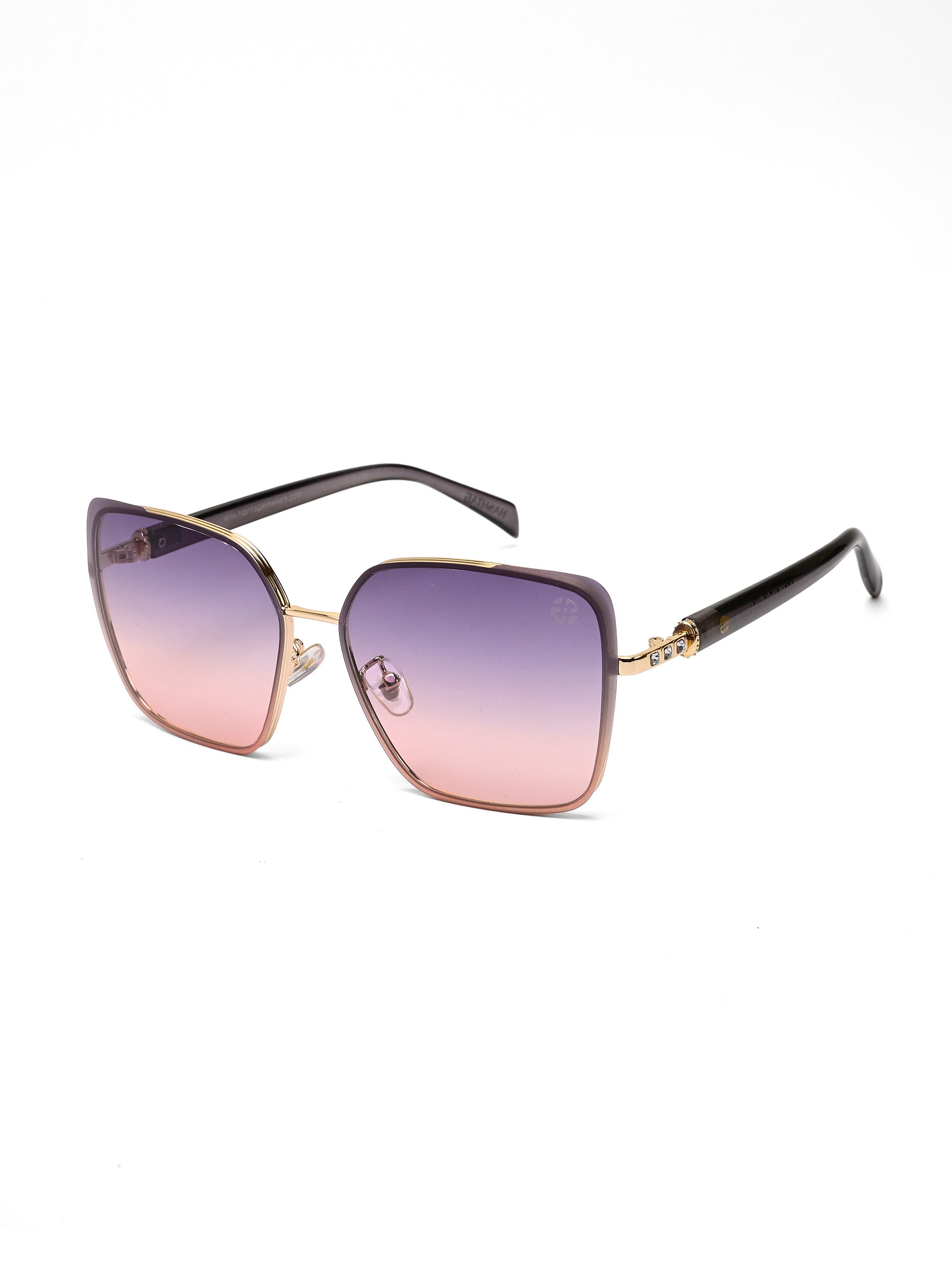 Aethera | Golden Oversized Full Rim RECTANGLE Sunglasses for Women [UV-protected]