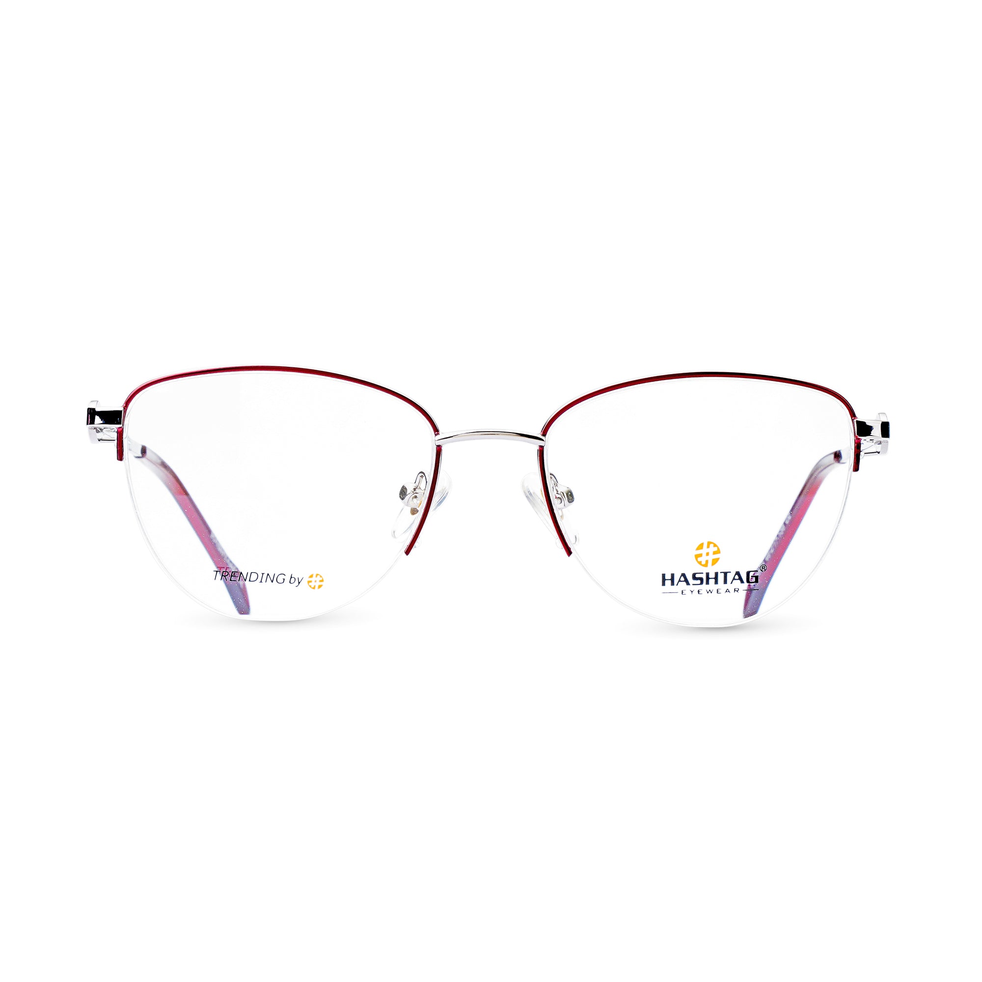 Exclusive Oval Eyeglasses for women with Antique Design and Craftsmanship-Handmade-Double Color-HT1029-C2 Maroon Silver