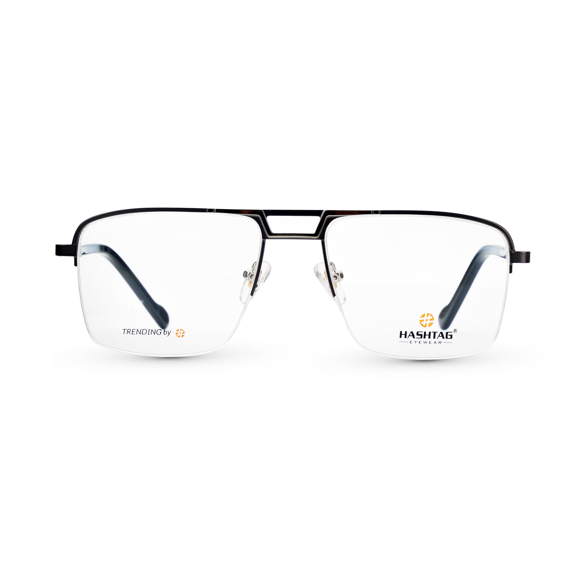 Exclusive Sqaure Eyeglasses For Men with Classic Design And Craftsmanship-Handmade-Double Color-HT1012-C3 Black Silver