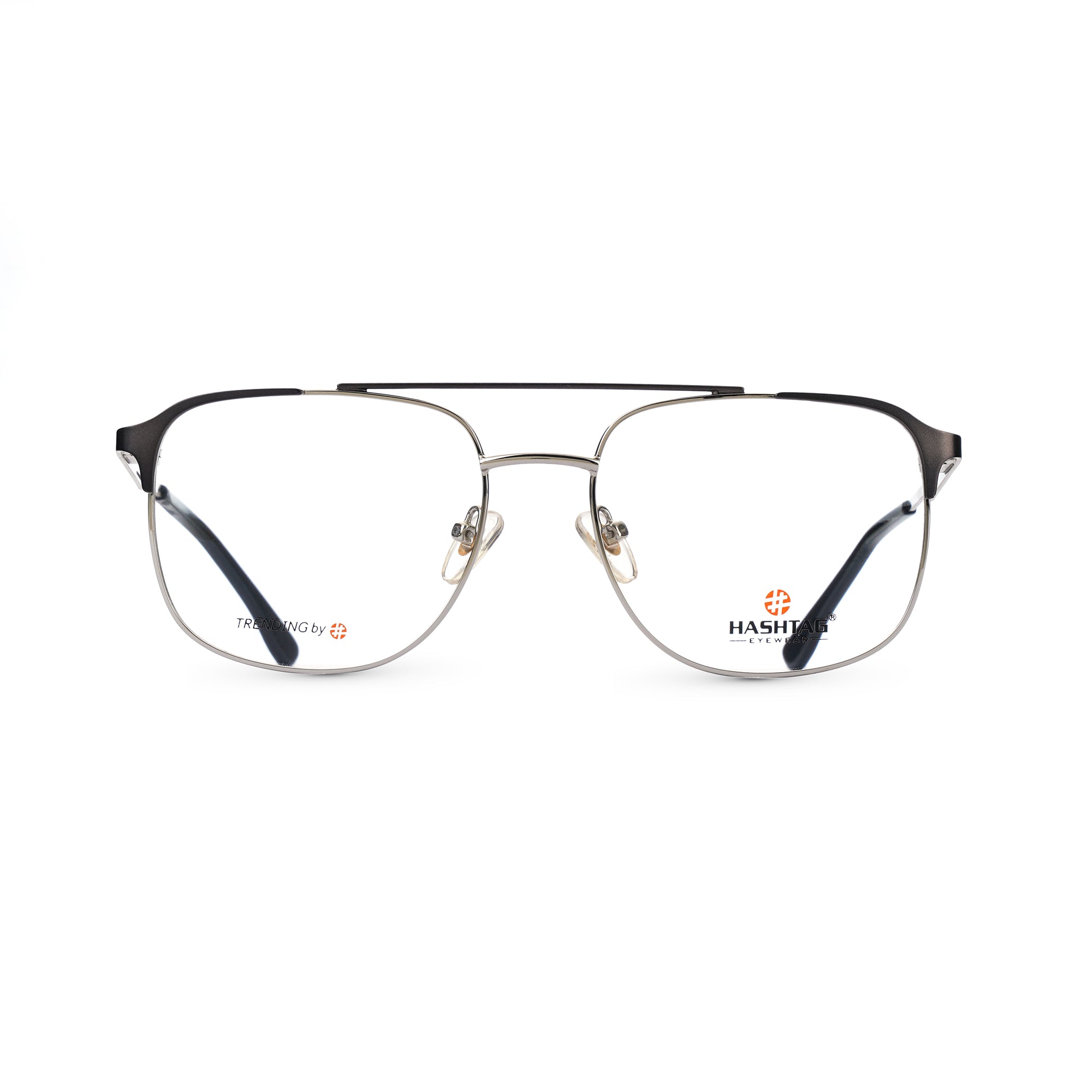 Exclusive Sqaure Eyeglasses For Men with Classic Design And Craftsmanship-Handmade-Double Color-HT1020-C3 Black Silver