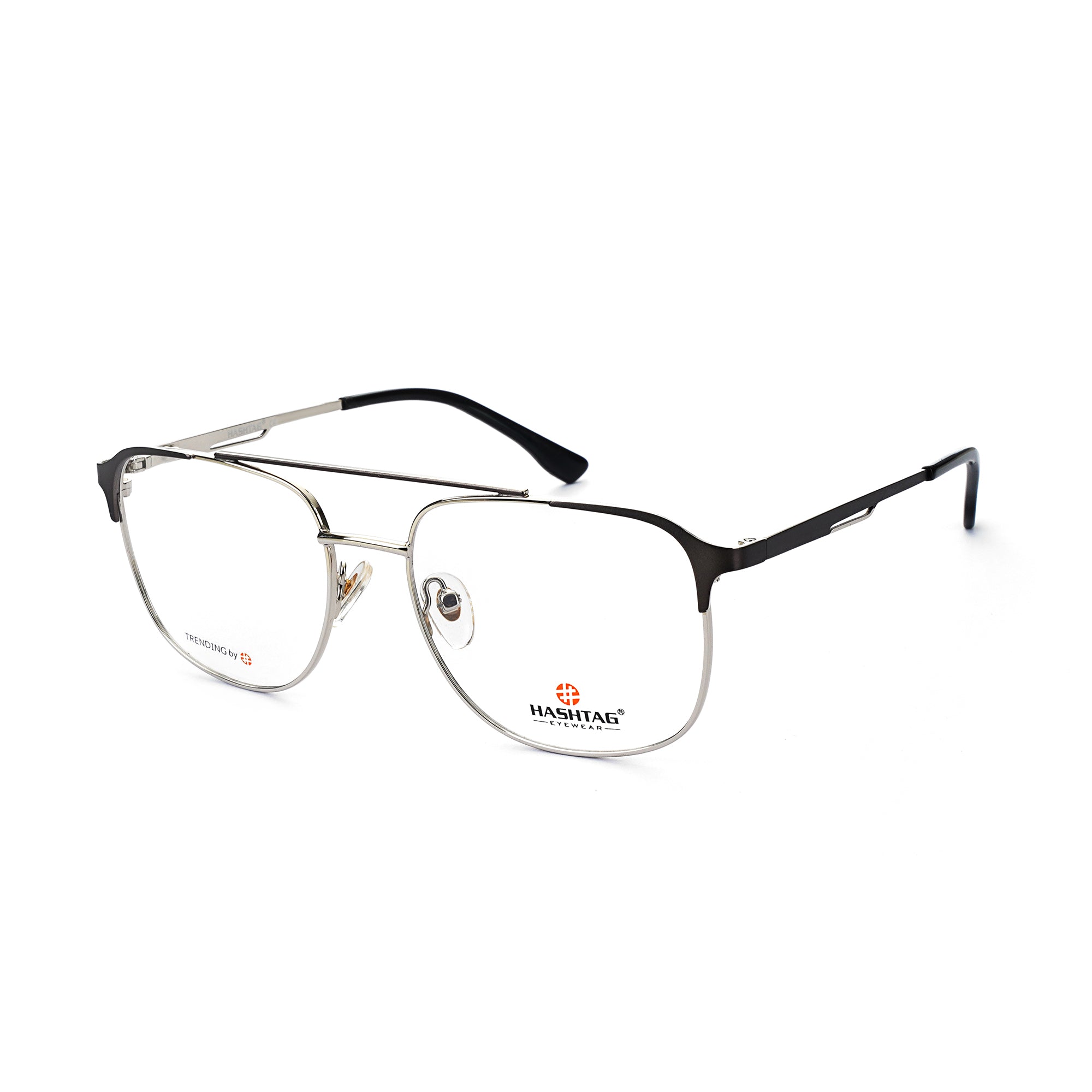 Exclusive Sqaure Eyeglasses For Men with Classic Design And Craftsmanship-Handmade-Double Color-HT1020-C3 Black Silver