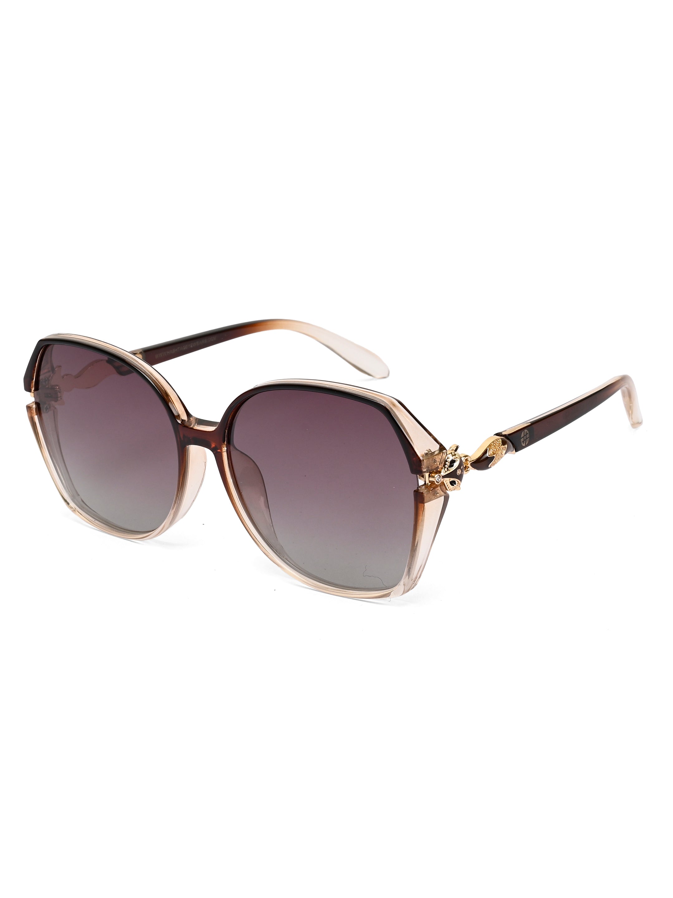 Orya | Brown Gold Medium Full Rim Butterfly Sunglasses for Women [Polarized]
