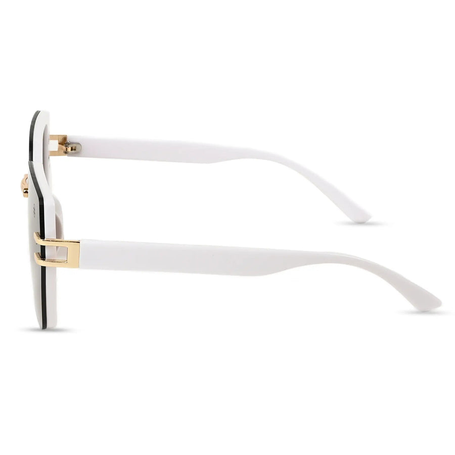 Valoria | White Large Full Rim Square Sunglasses for Women [UV-protected]