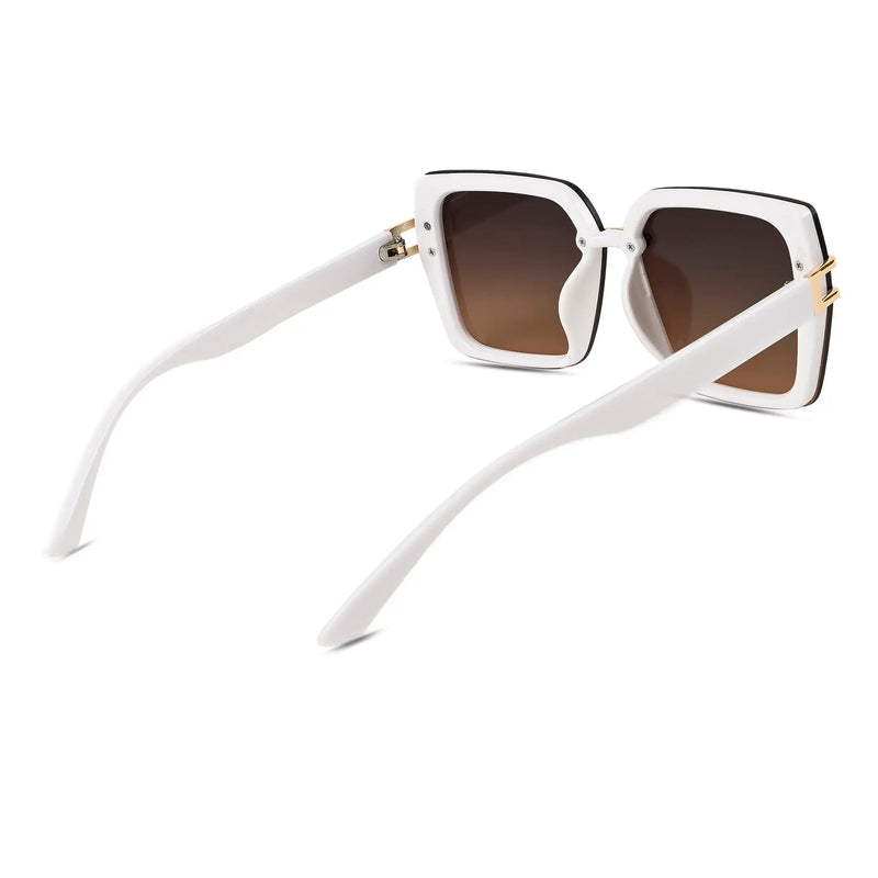 Valoria | White Large Full Rim Square Sunglasses for Women [UV-protected]
