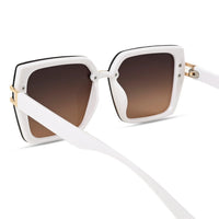 Valoria | White Large Full Rim Square Sunglasses for Women [UV-protected]