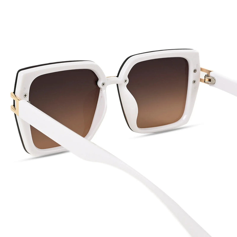 Valoria | White Large Full Rim Square Sunglasses for Women [UV-protected]