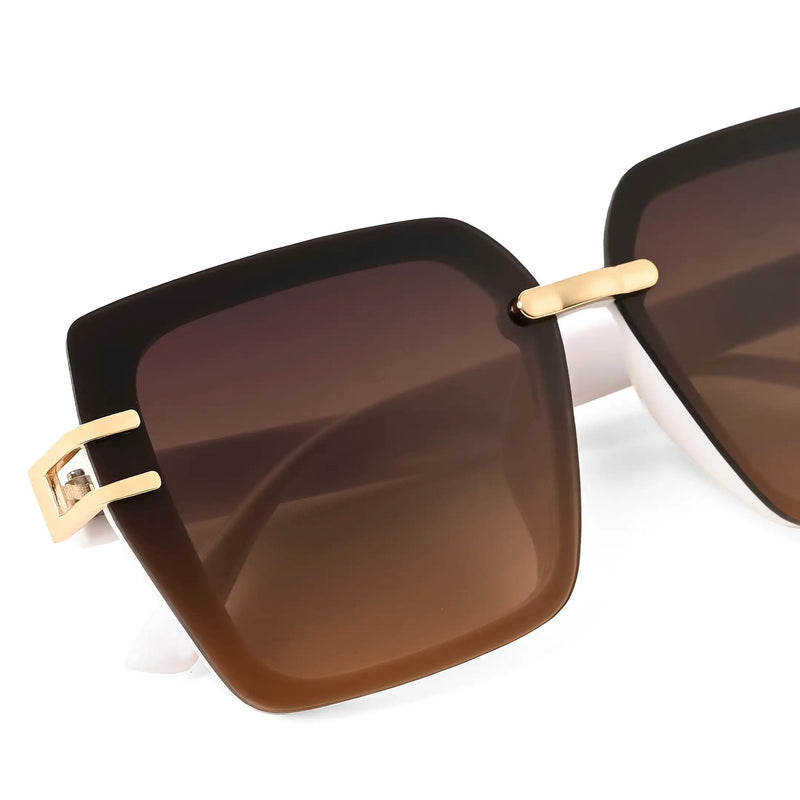 Valoria | White Large Full Rim Square Sunglasses for Women [UV-protected]