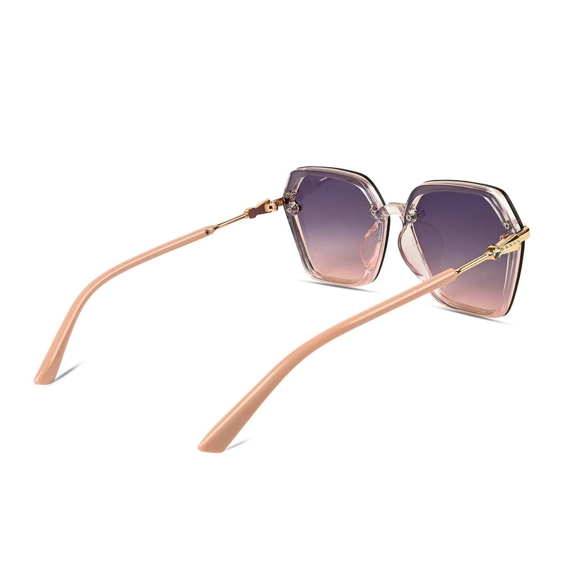 Veilion | Baby Pink Medium Full Rim Hexagonal Sunglasses for Women [UV-protected]