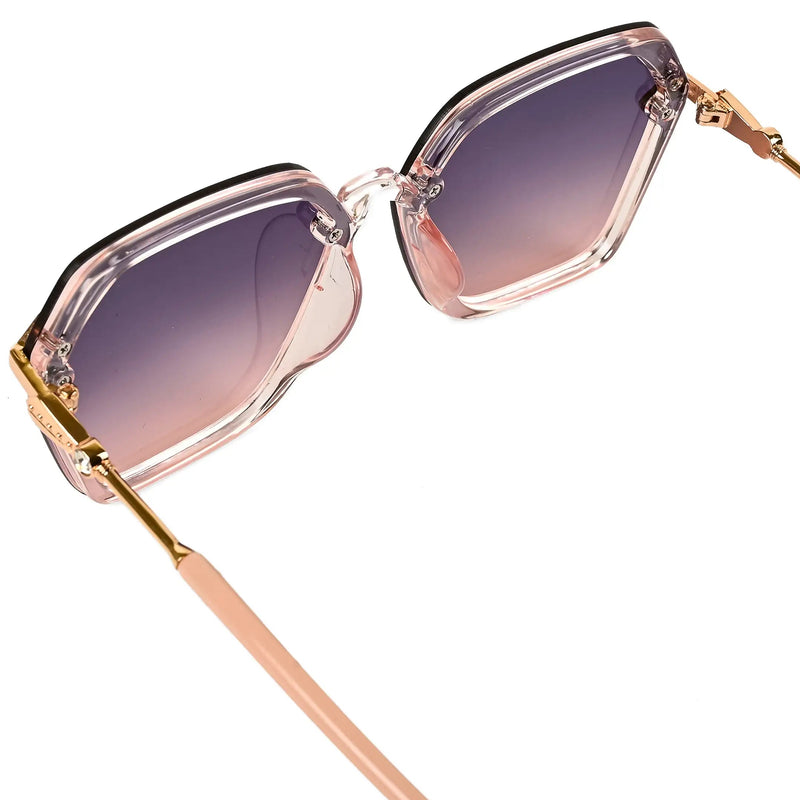 Veilion | Baby Pink Medium Full Rim Hexagonal Sunglasses for Women [UV-protected]
