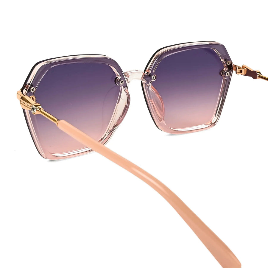 Veilion | Baby Pink Medium Full Rim Hexagonal Sunglasses for Women [UV-protected]